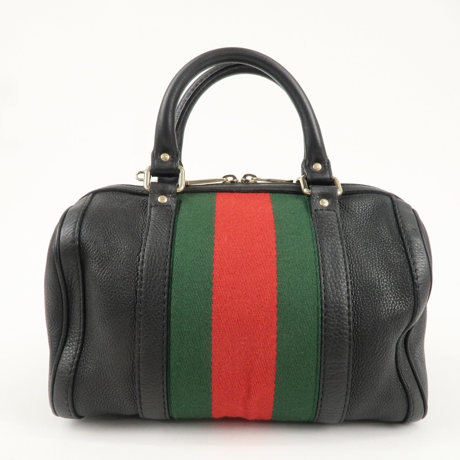 GUCCI Sherry Line Leather 2Way Boston Hand Bag Black 269876