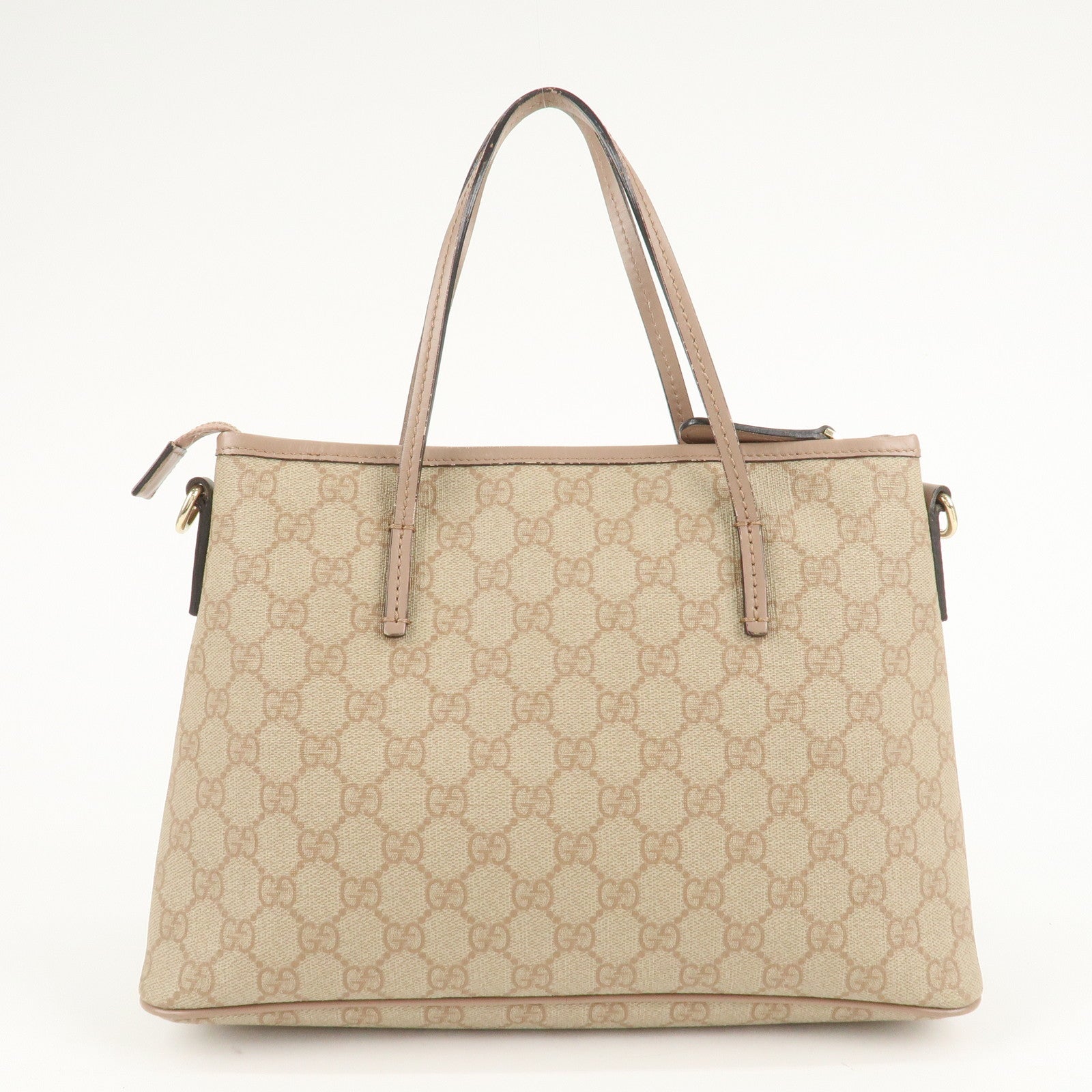 GUCCI GG Canvas Leather 2Way Bag Tote Bag Pink Beige 353440