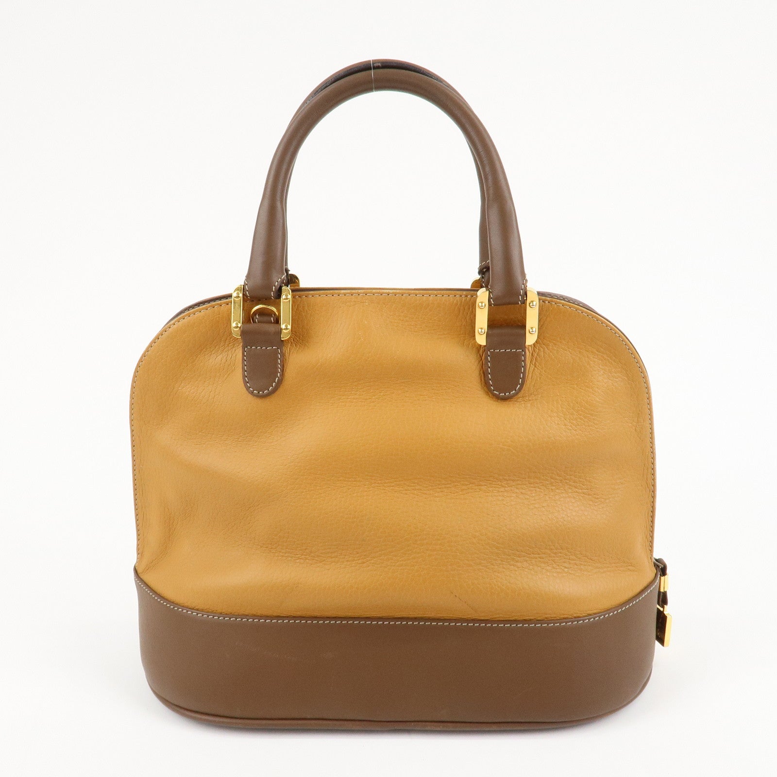 LOEWE Anagram Leather Bi-Color Hand Bag Beige Brown