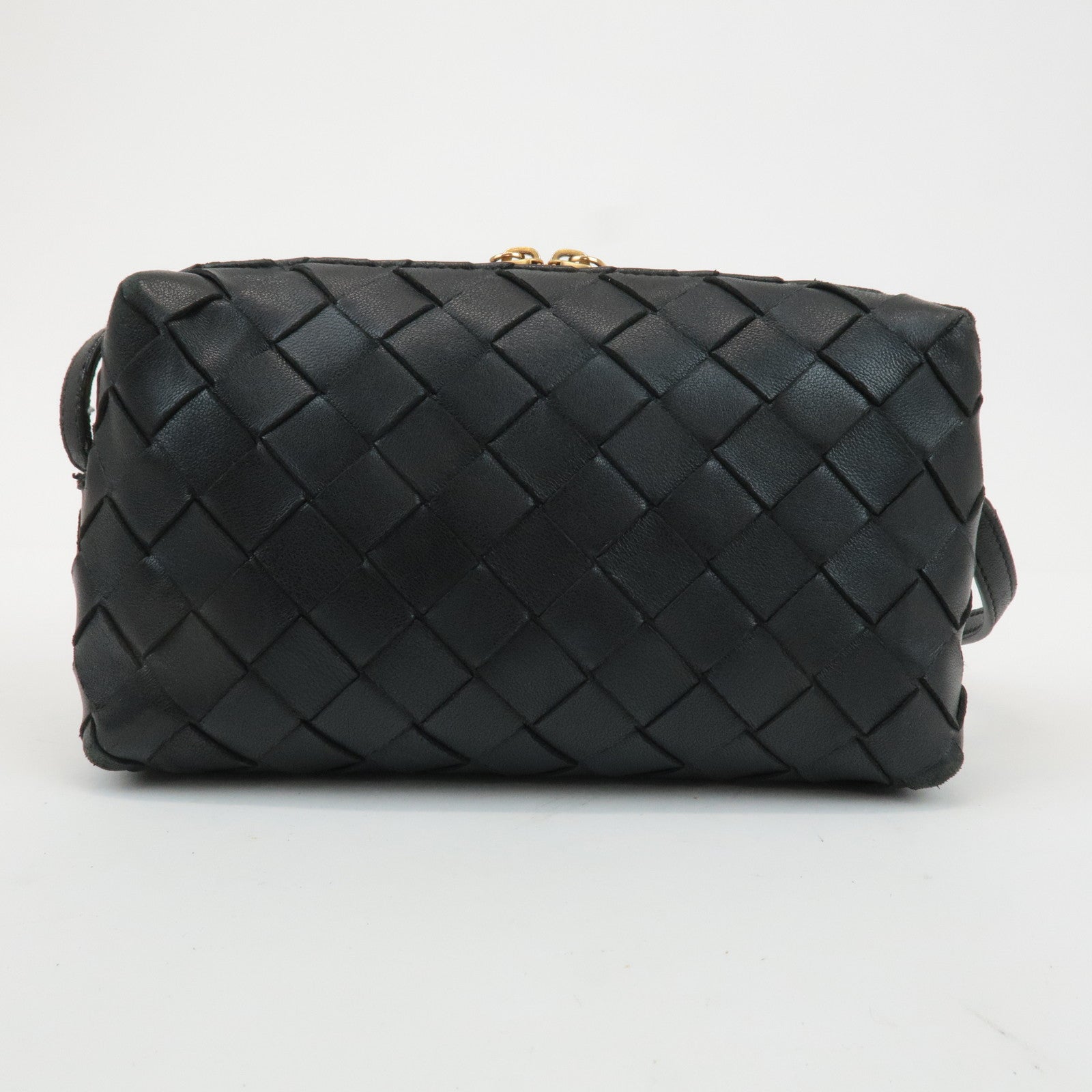 BOTTEGA VENETA Intrecciato Leather Shoulder Bag Black