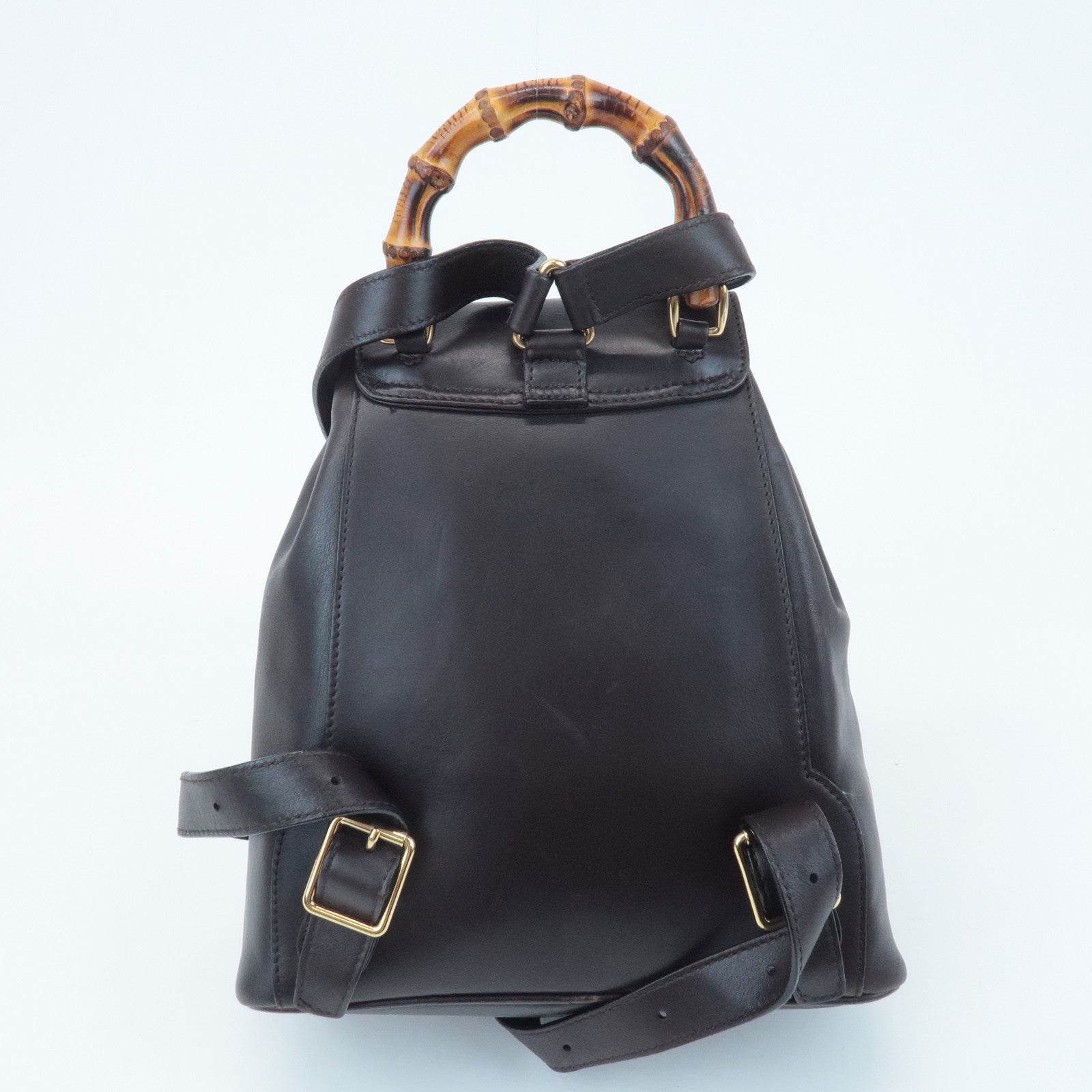 GUCCI Bamboo Leather Rucksack Dark Brown 003.8030