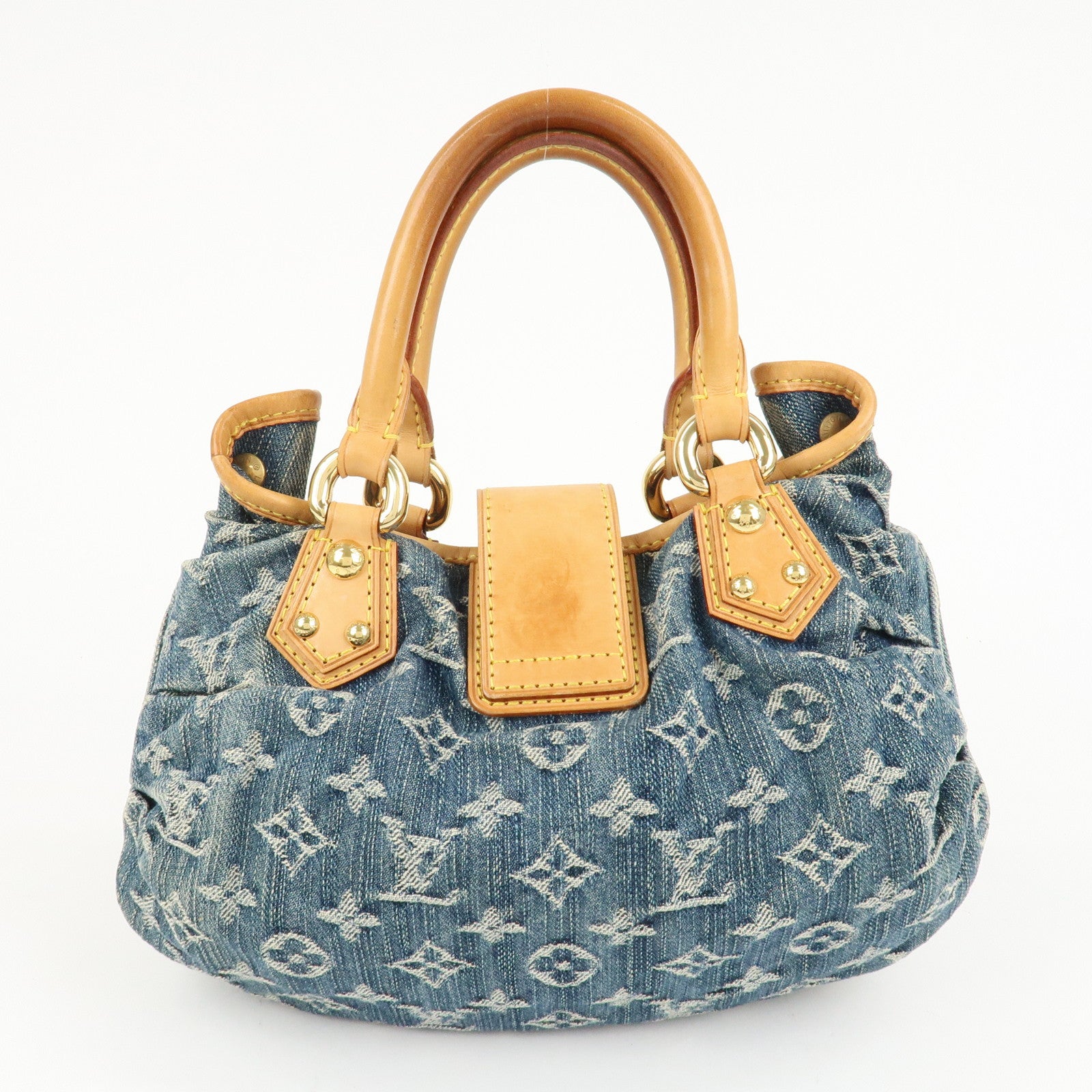 Louis Vuitton Monogram Denim Pleaty Hand Bag Blue M95020 Used