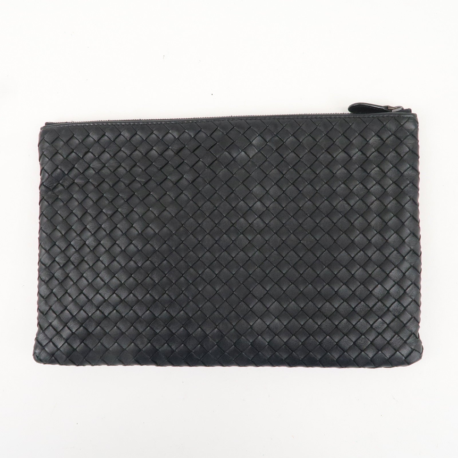 BOTTEGA VENETA Intrecciato Leather Clutch Bag Black 522250