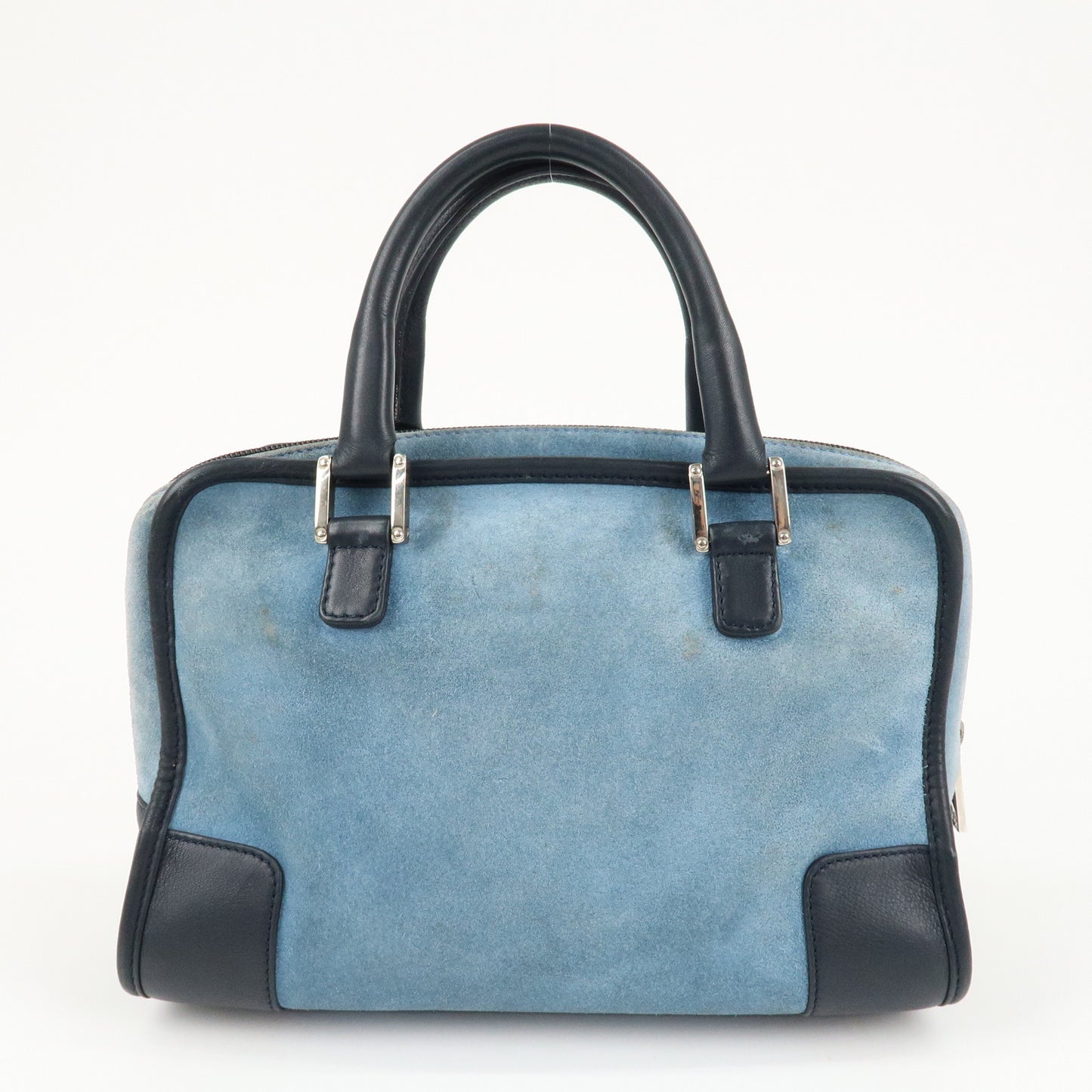 LOEWE Anagram Suede Leather Amazona 28 Hand Bag Blue Navy