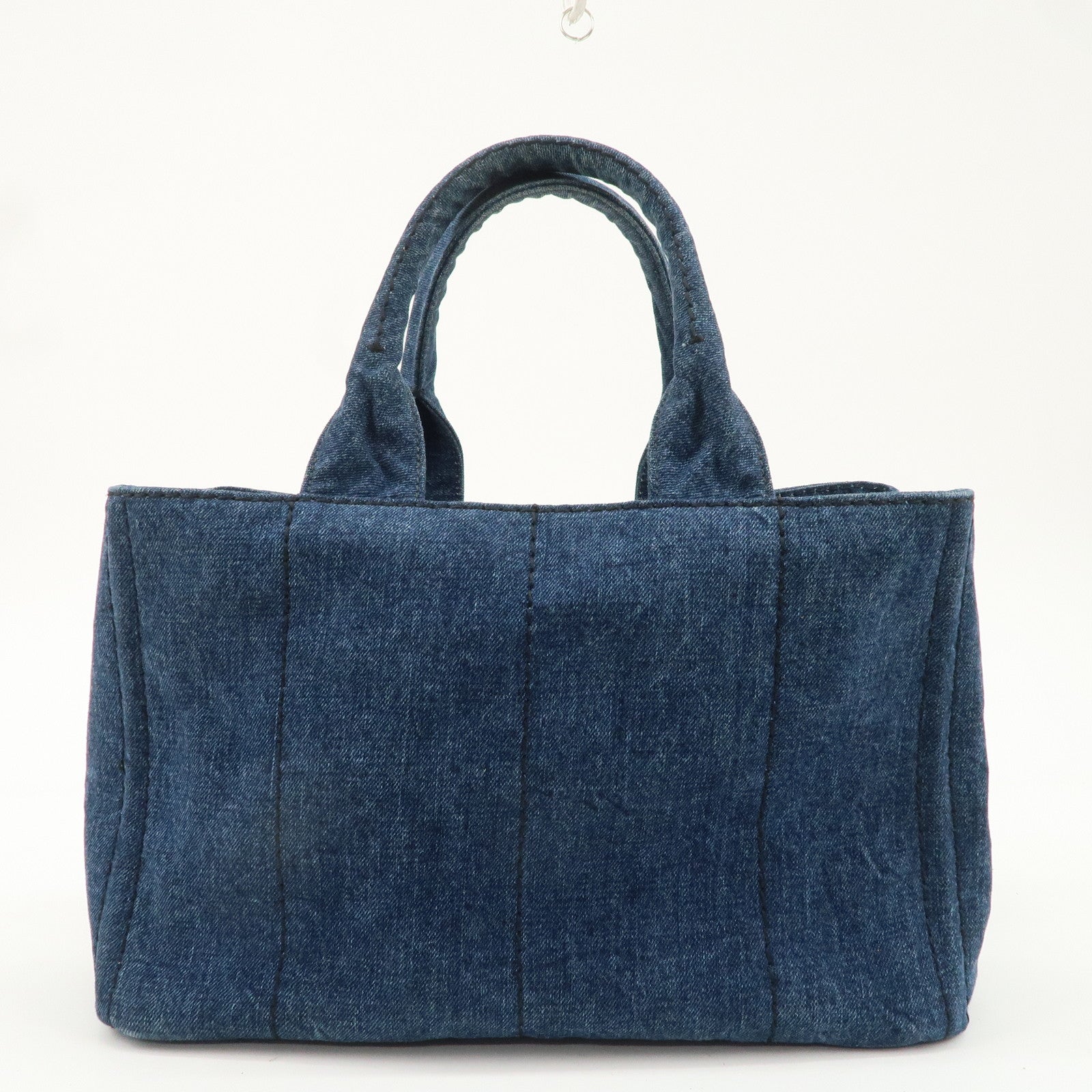 PRADA Logo Canapa Large Canvas Tote Hand Bag Blue BN1872