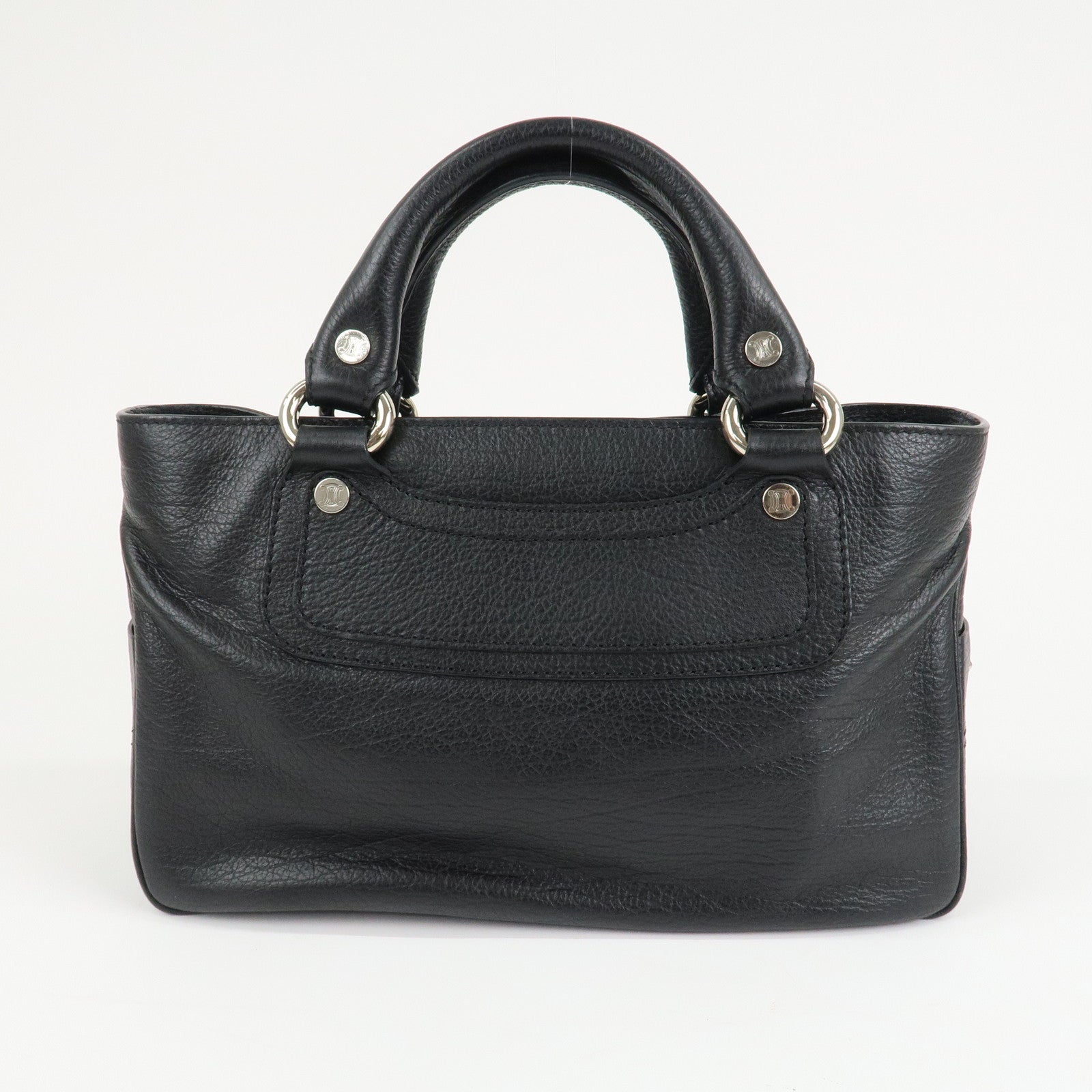 CELINE Macadam Engraved Leather Boogie Bag Hand Bag Black Used