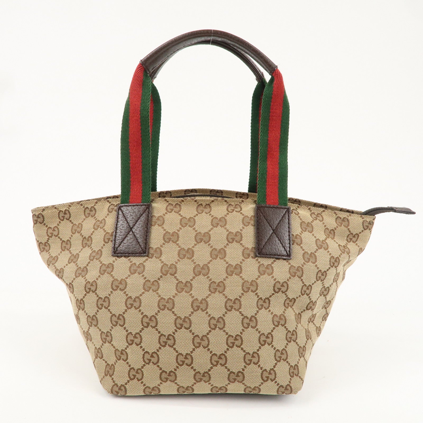 GUCCI Sherry GG Canvas Leather Tote Bag Beige Brown 131228