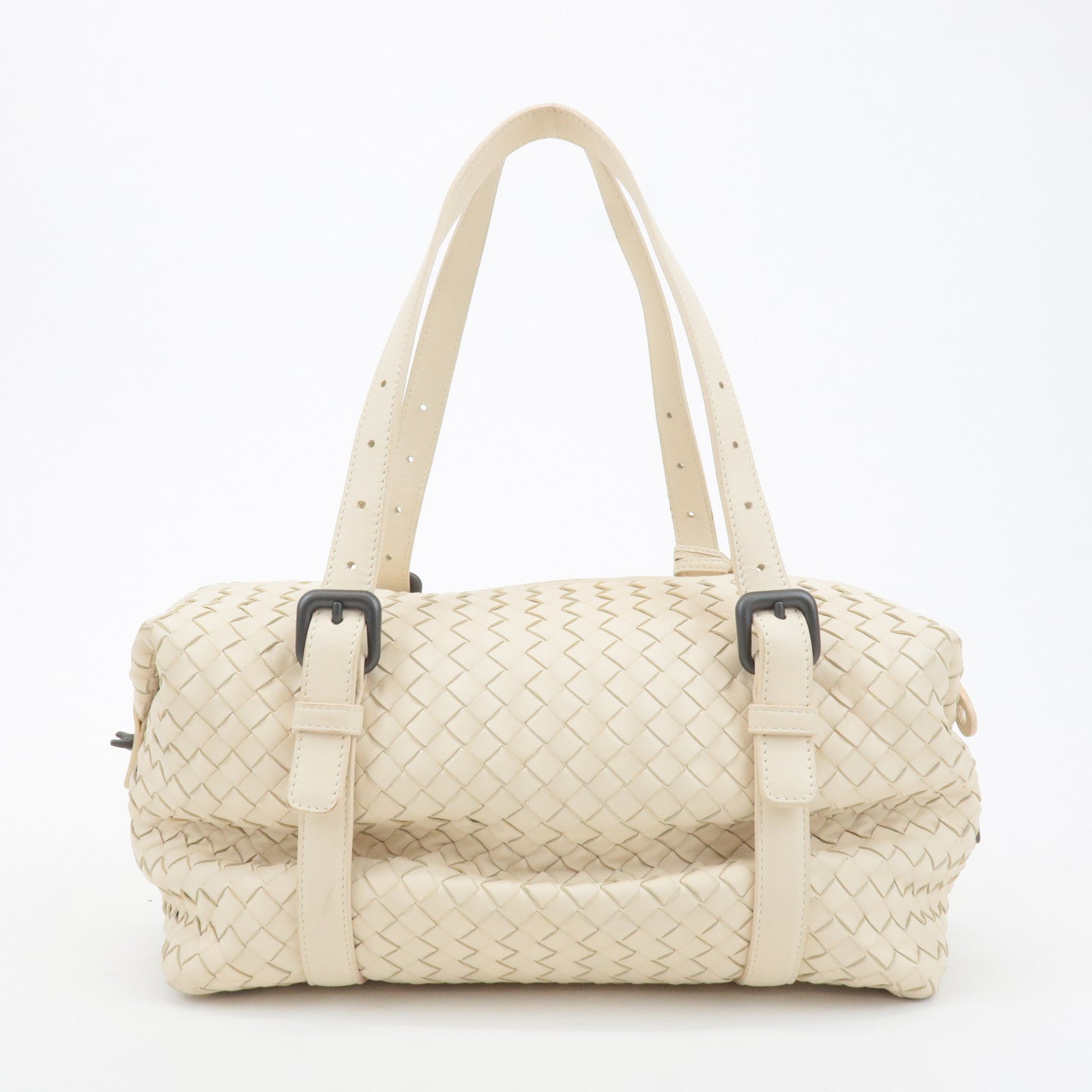 BOTTEGA VENETA Intrecciato Leather Montaigne Boston Bag Ivory