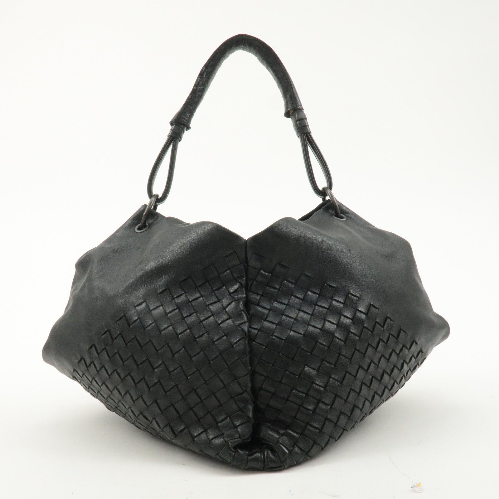 BOTTEGA VENETA Intrecciato Leather One-Shoulder Bag Black