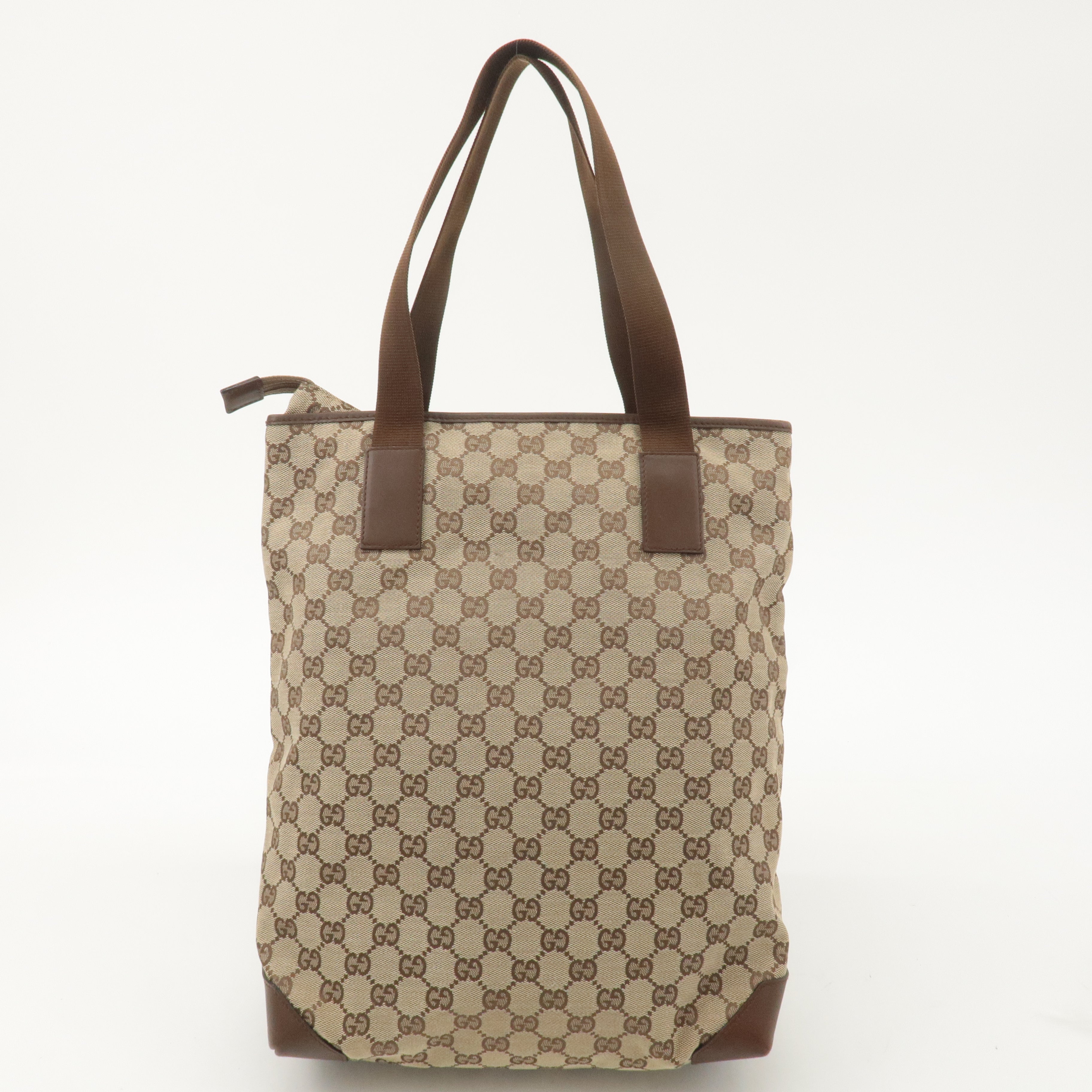 GUCCI GG Canvas Leather Tote Bag Hand Bag Beige Brown 28892