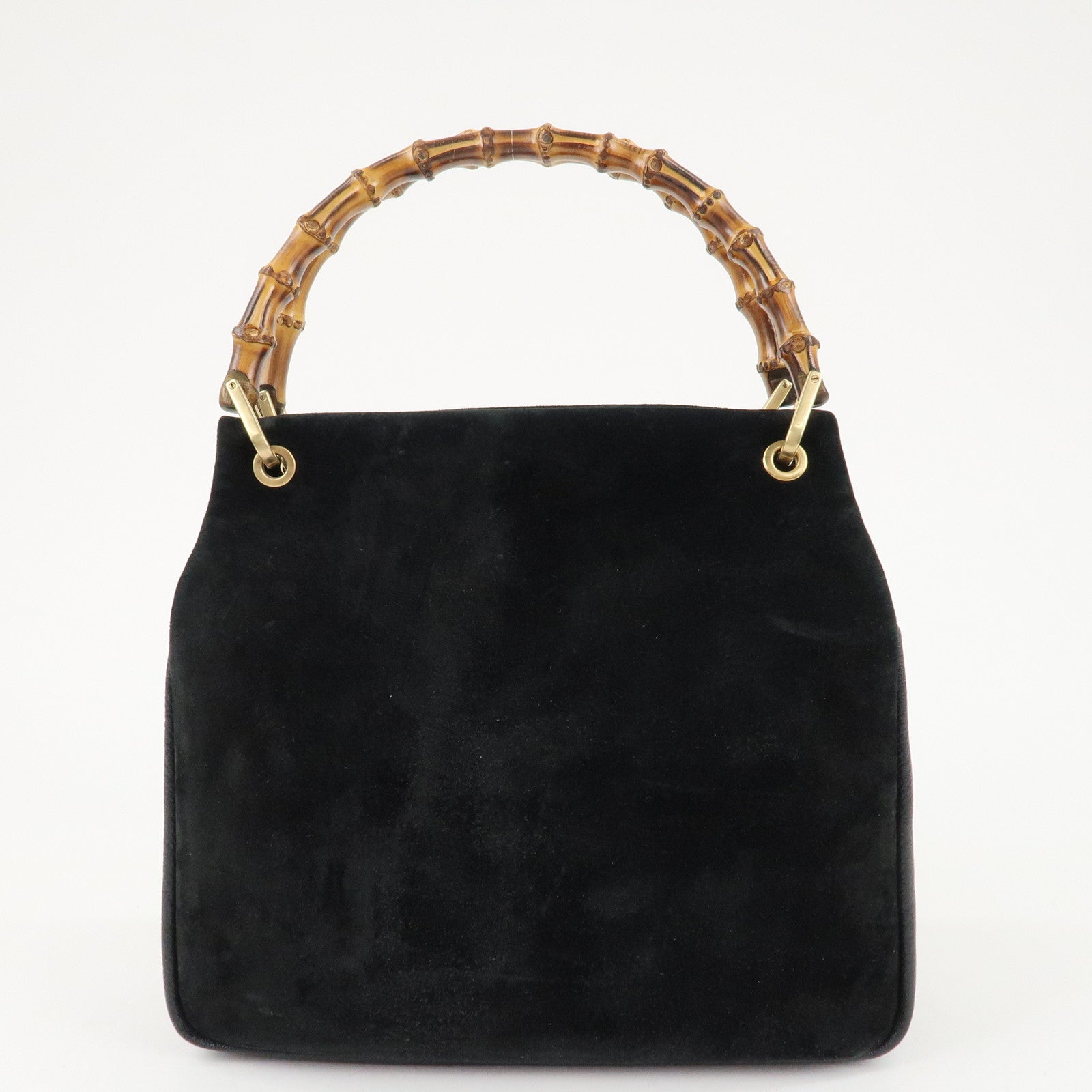 GUCCI Bamboo Suede Leather Tote Bag Black 000・3444・0580