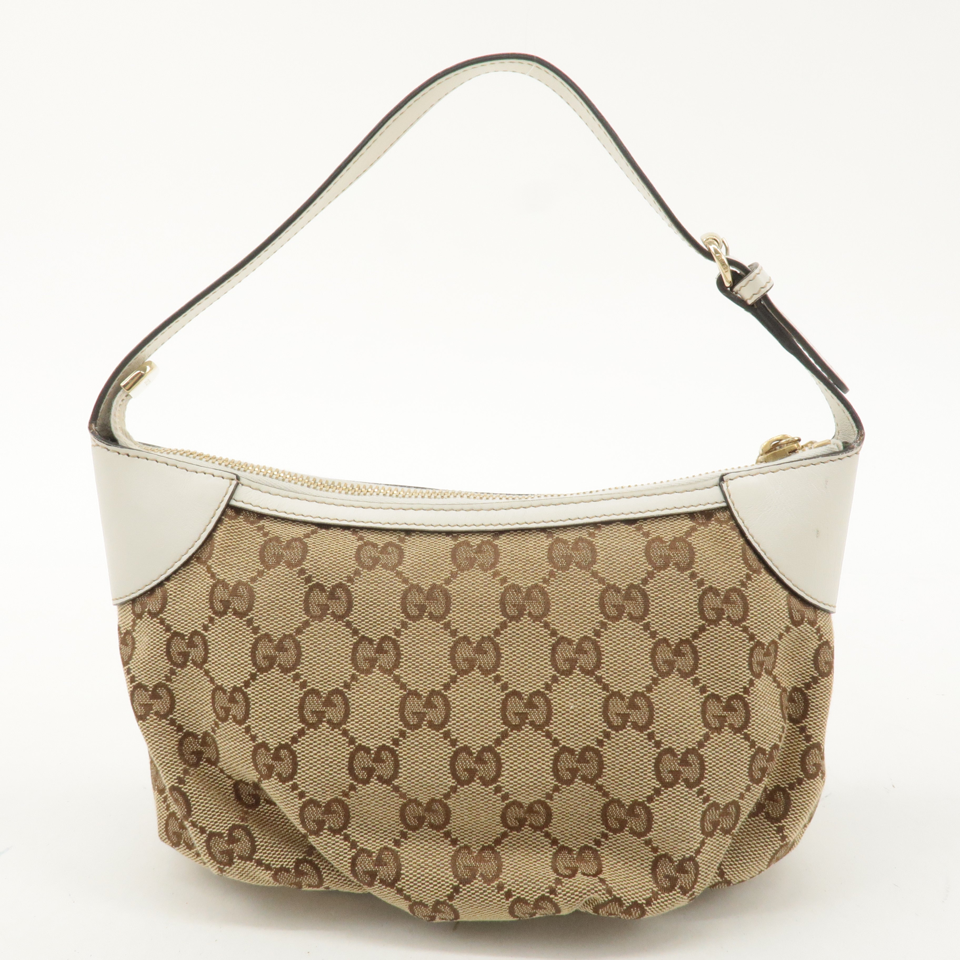 GUCCI Sherry GG Canvas Leather Shoulder Bag Beige White 224093