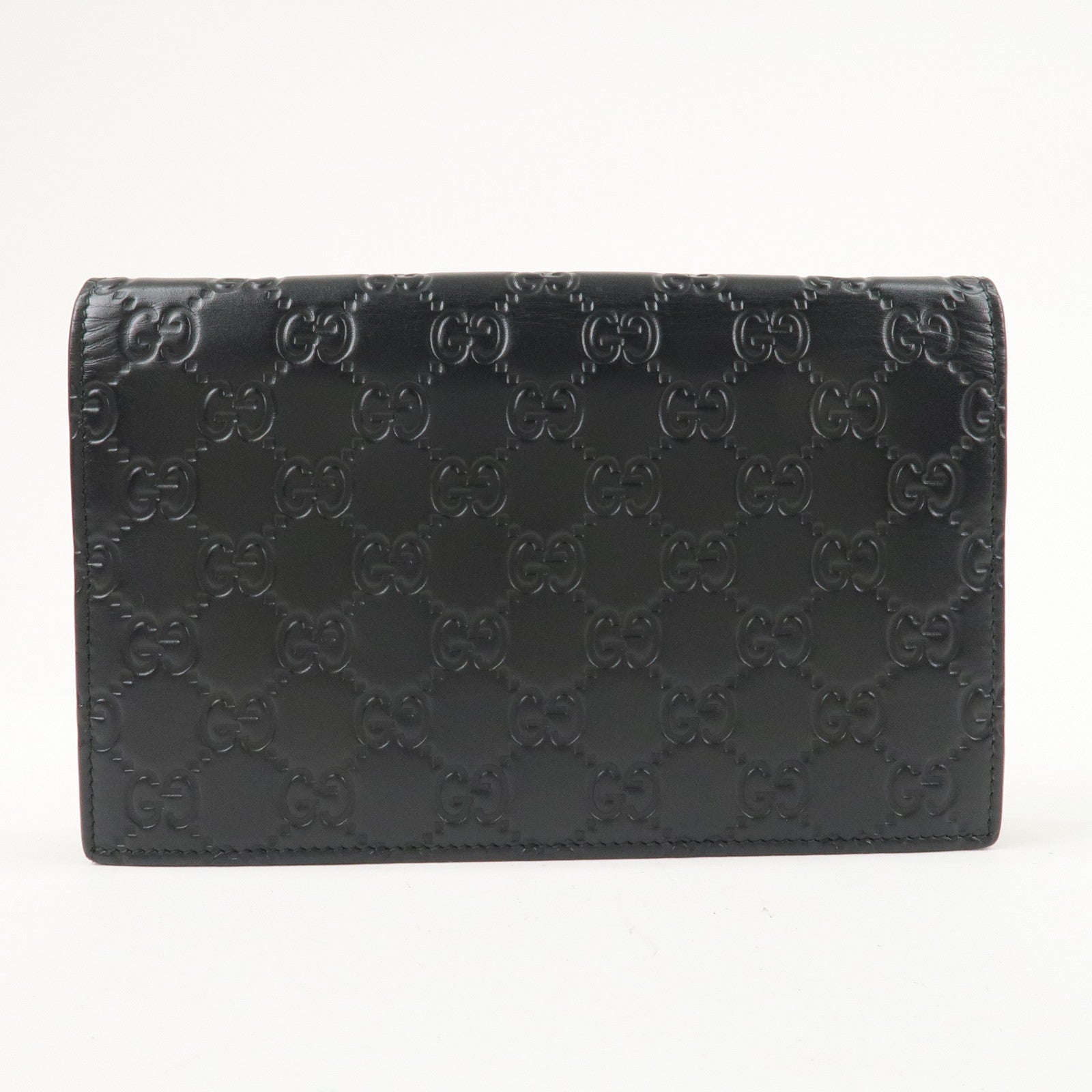 GUCCI Guccissima Leather Chain Wallet Black 431408