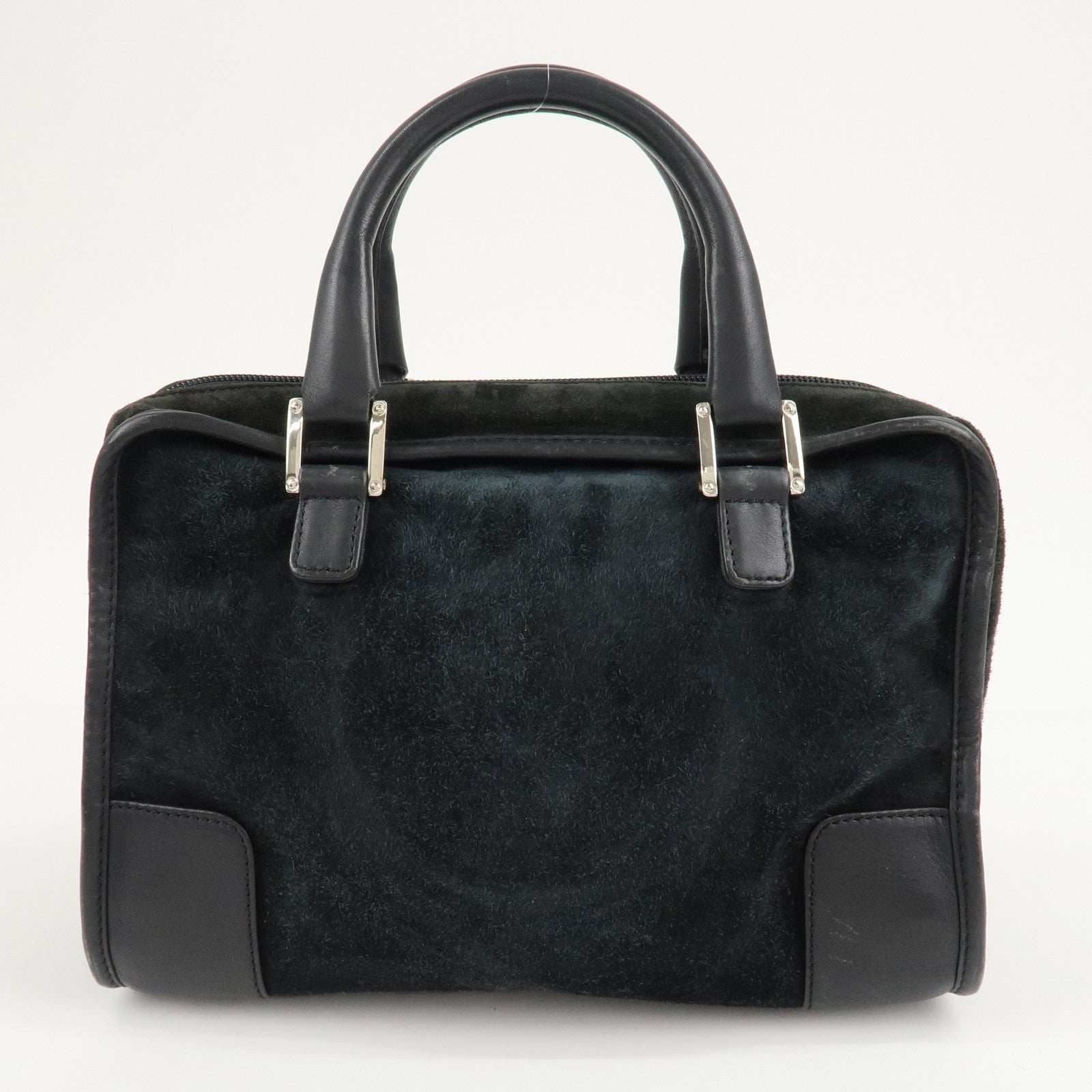 LOEWE Suede Amazona 26 Hand Bag Black