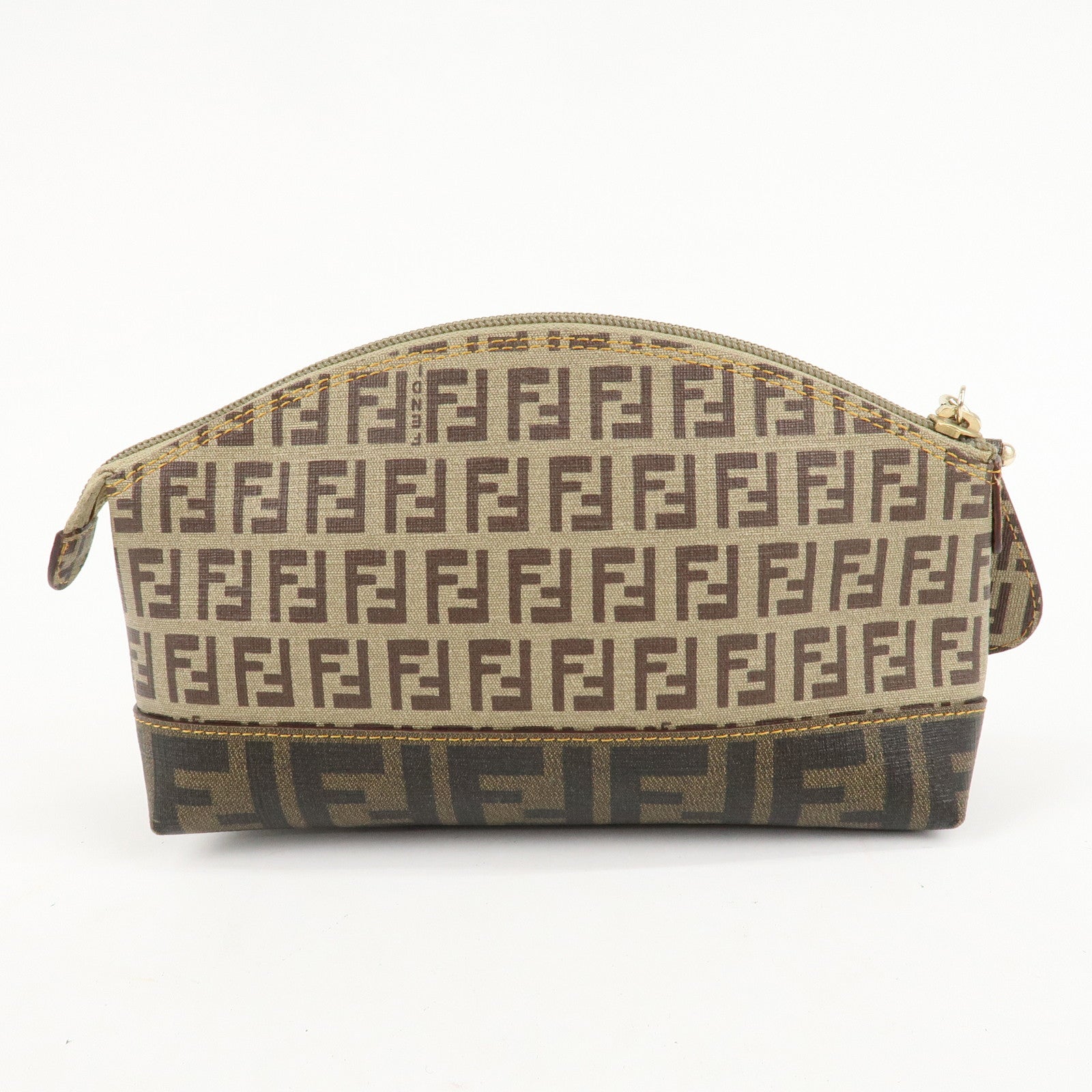 FENDI Zucchino Zucca PVC Pouch Brown Beige Black 8N0063