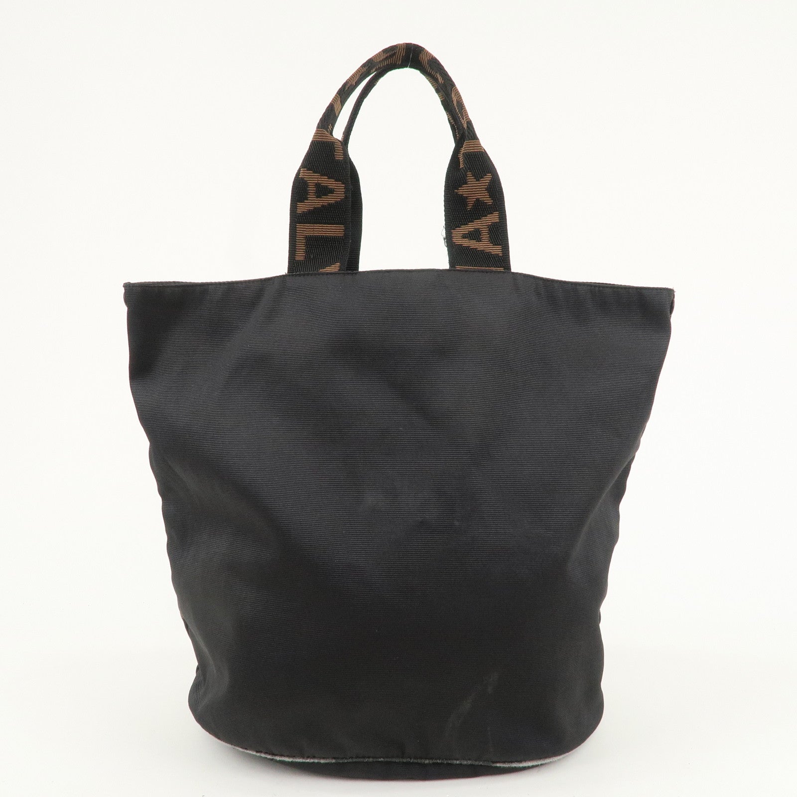 FENDI Nylon Canvas Bucket Hand Bag Black Brown 26526