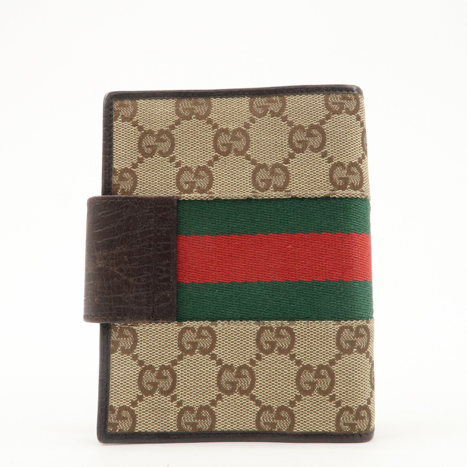 GUCCI Sherry GG Canvas Leather Notebook Cover Planner Cover 115240