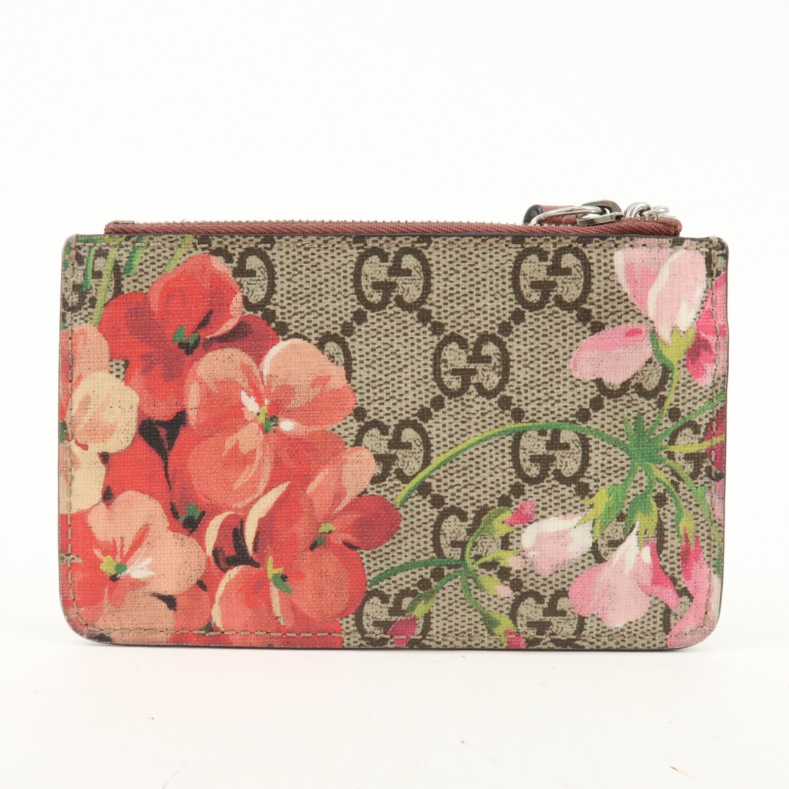 GUCCI GG Blooms GG Supreme Coin Case Card Case Beige Pink 421311