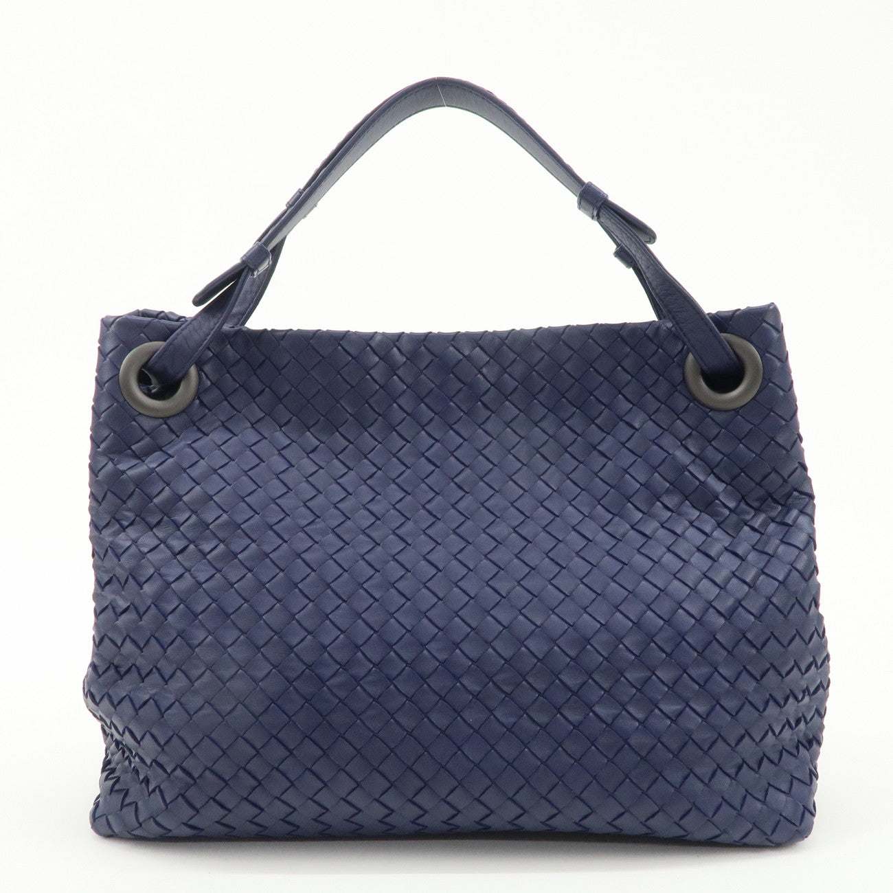 BOTTEGA VENETA Intrecciato  Leather Shoulder Bag Tote Bag Navy