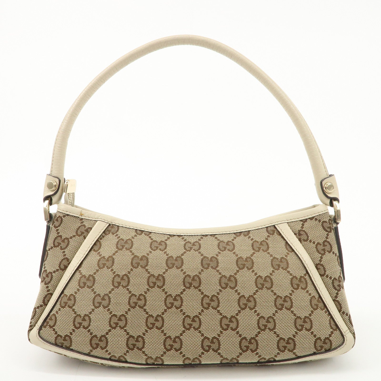 GUCCI Abbey GG Canvas Leather Shoulder Bag Beige Gold 130939