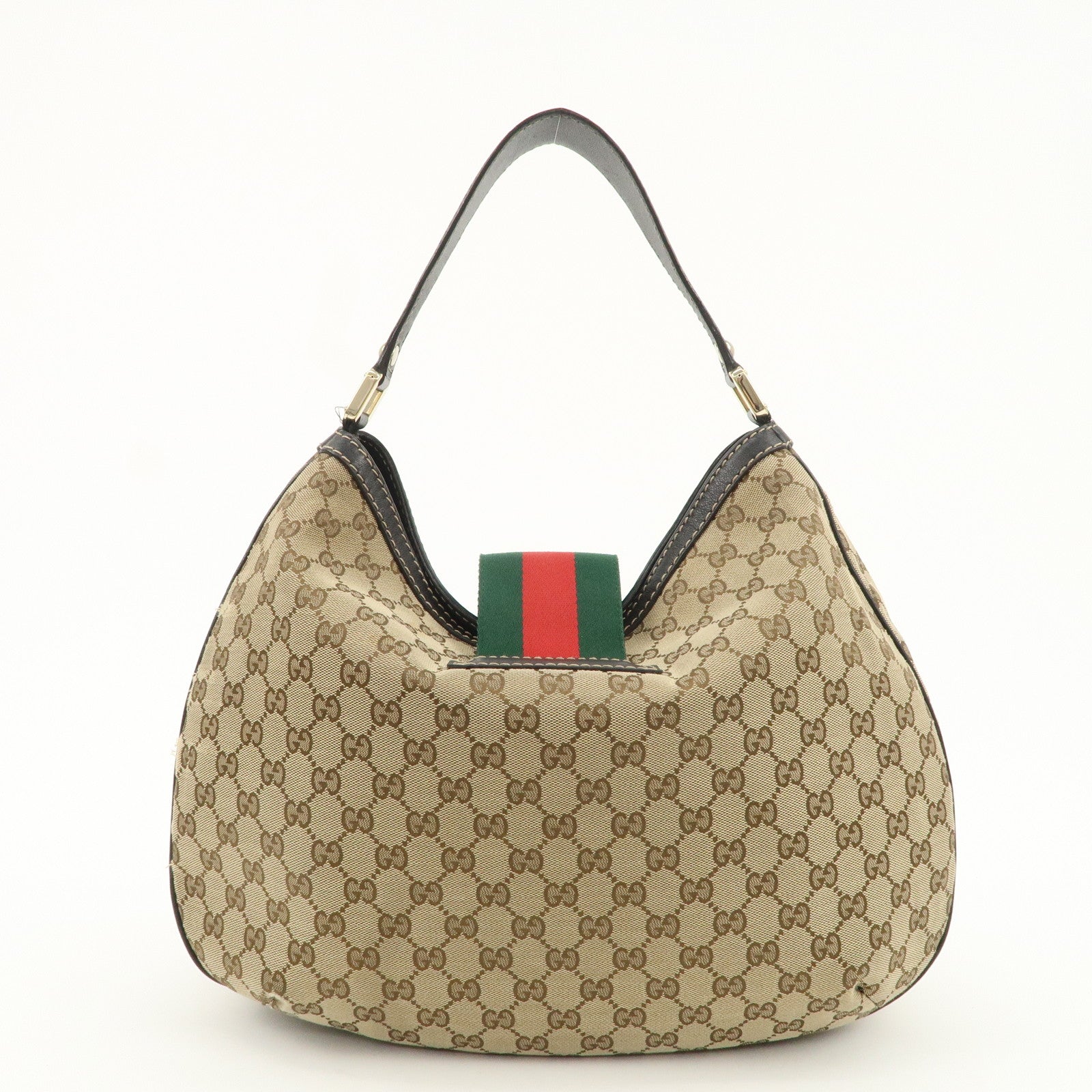 GUCCI Sherry GG Canvas Leather Shoulder Bag Beige Black 233604