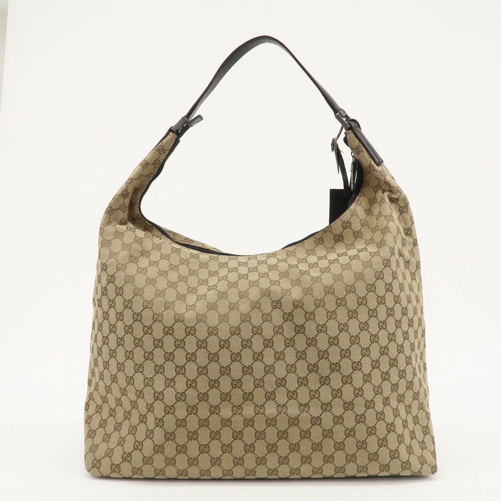 GUCCI GG Canvas Leather Shoulder Bag Beige Brown 012.0384.08