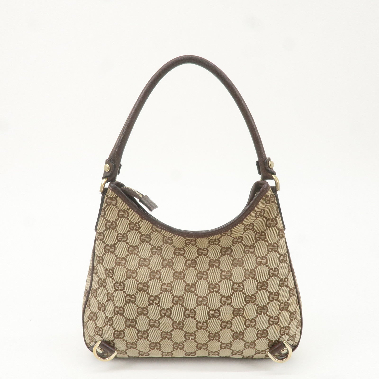 GUCCI Abbey GG Canvas Leather Shoulder Bag Beige Brown 130738