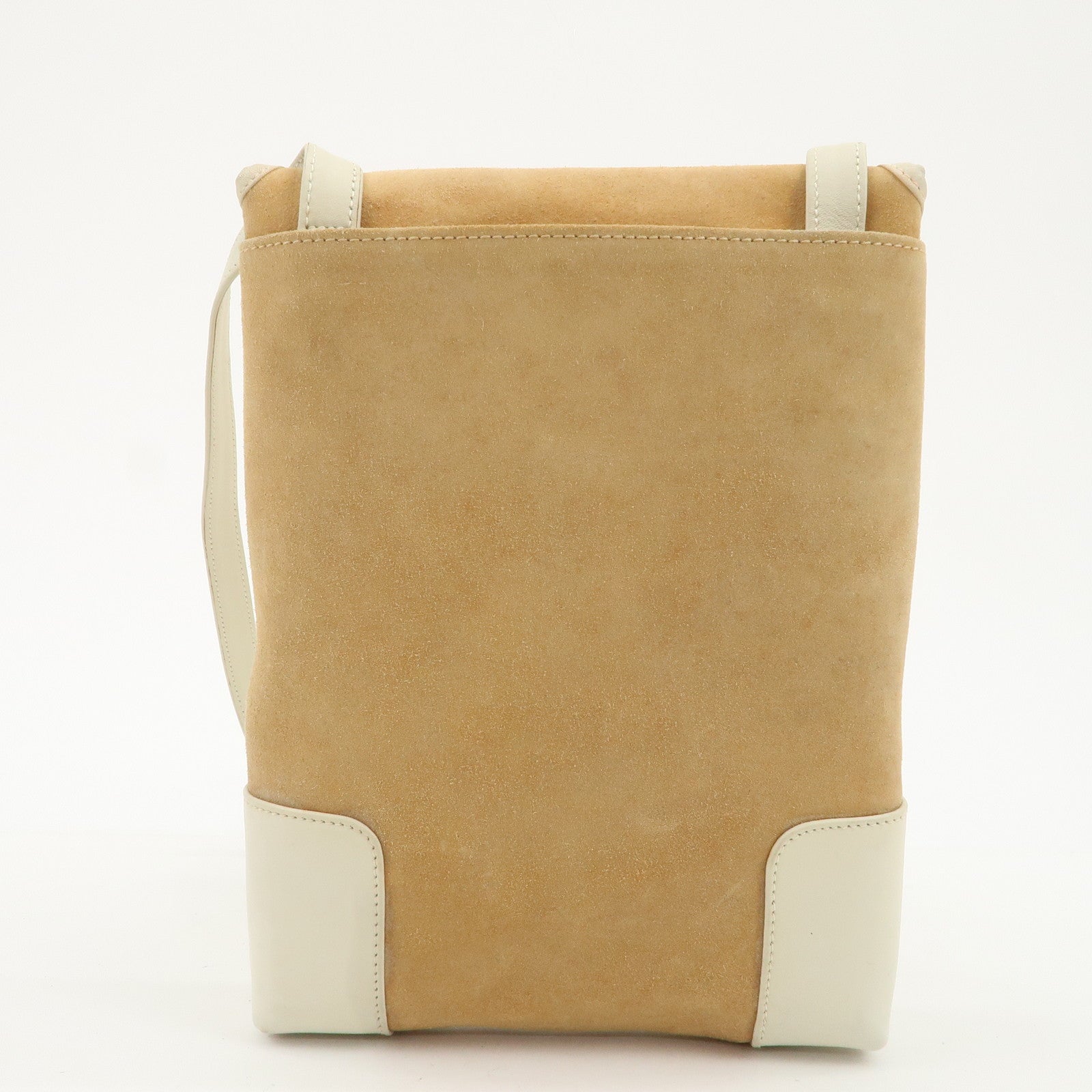 LOEWE Anagram Suede Leather Shoulder Bag Beige Ivory