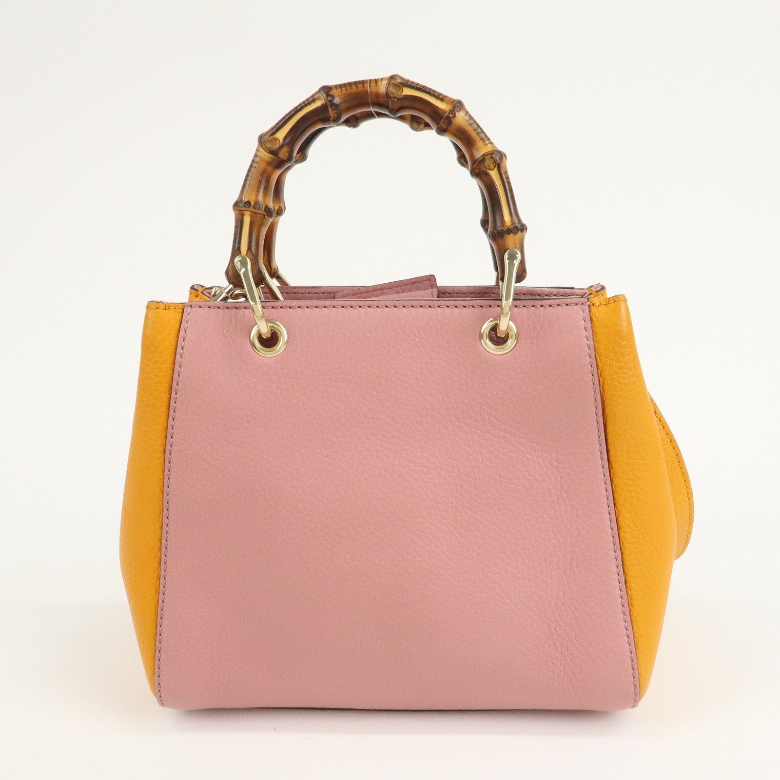 GUCCI Bamboo Leather Mini 2Way Shoulder Bag Pink Orange 368823