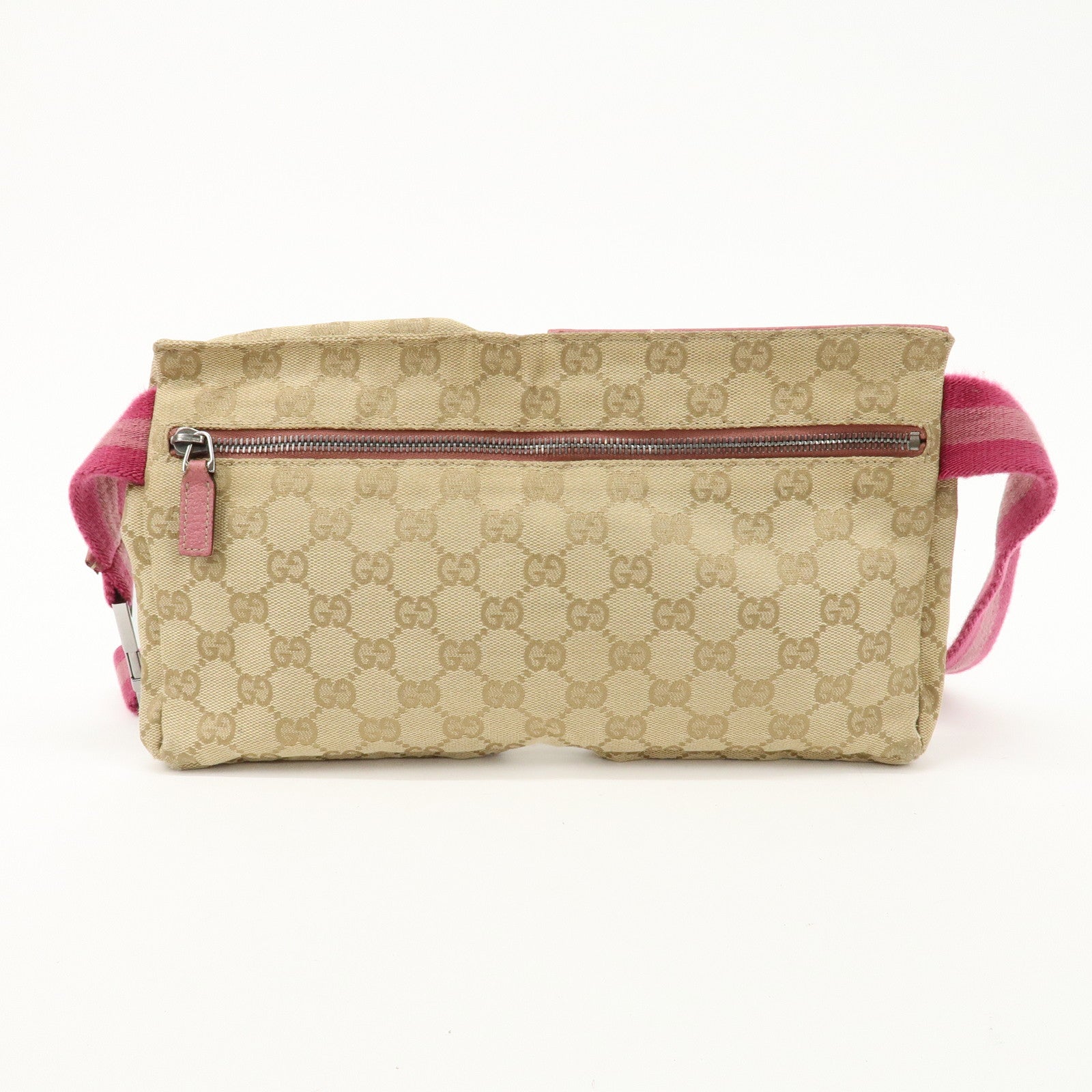 GUCCI Sherry GG Canvas Leather Waist Bag Bag Beige Pink 28566