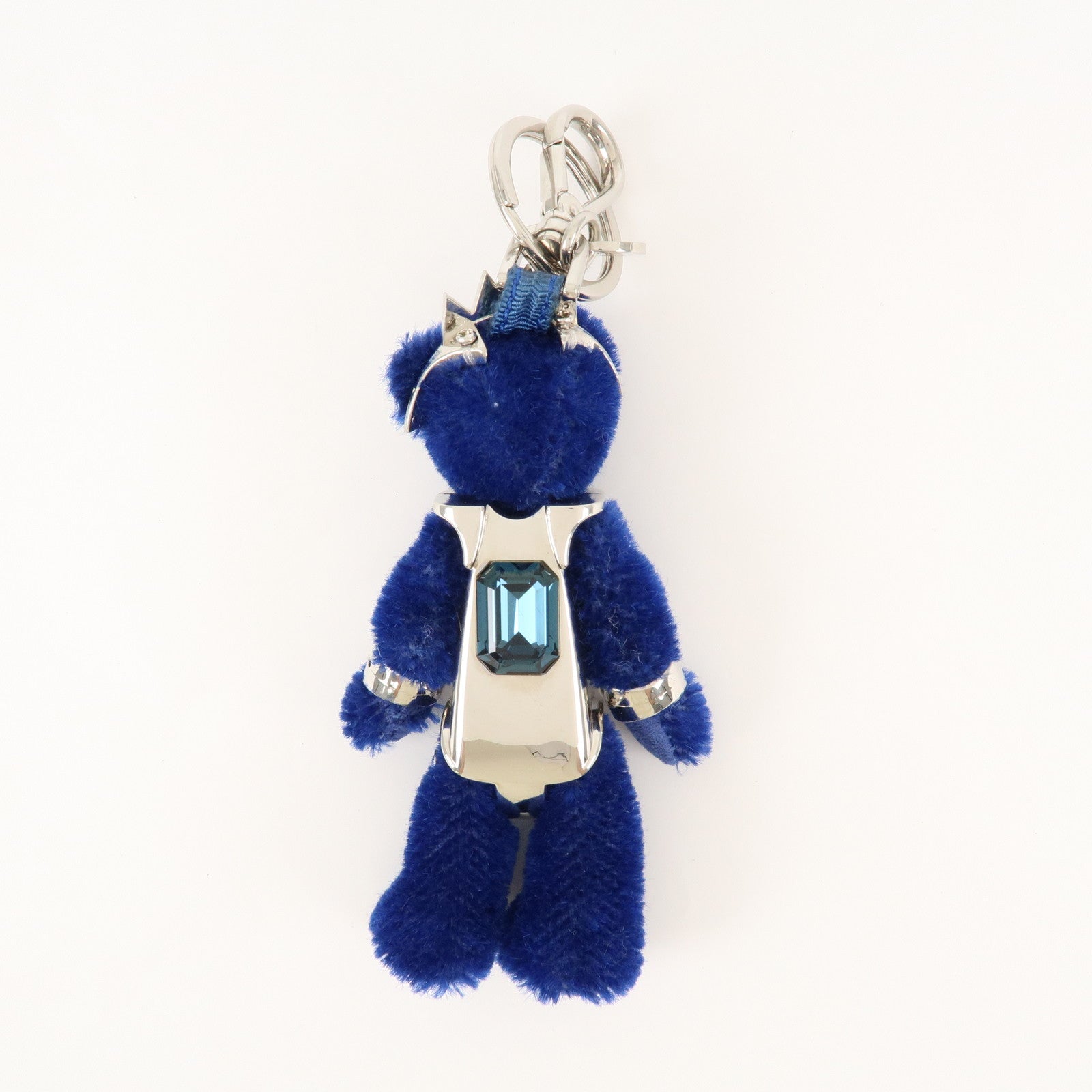 PRADA Metal Bear Key Holder Key Chain Key Charm Blue Silver