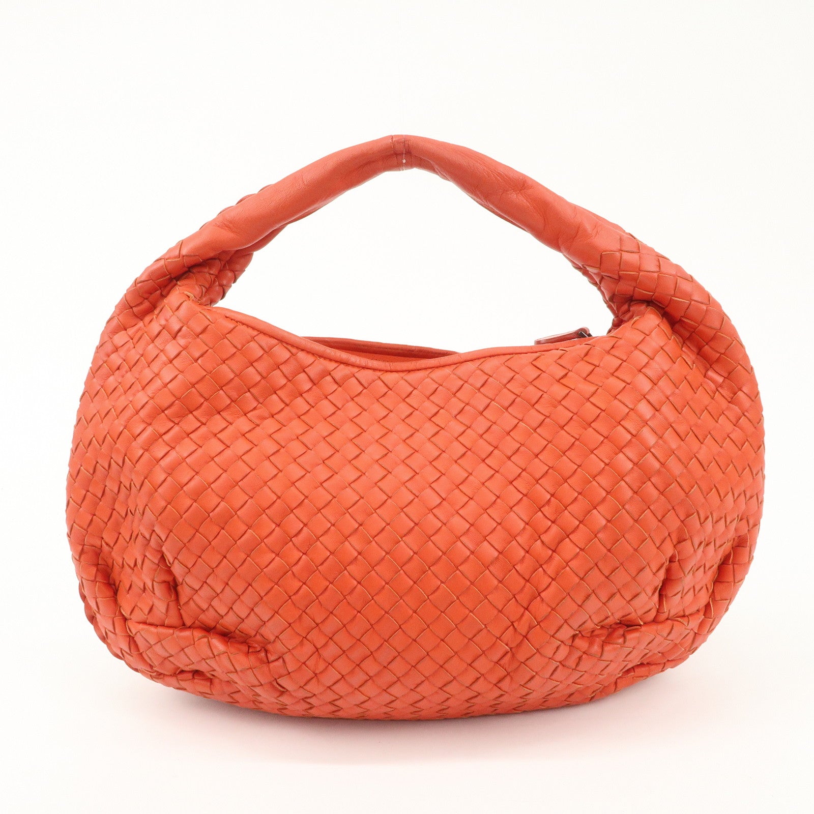 BOTTEGA VENETA Intrecciato Leather Shoulder Bag Orange 232499 Used