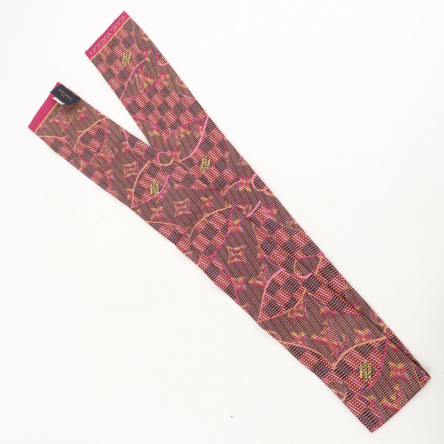 Louis Vuitton Pop Bandeau Silk 100% Scarf Fuchsia MP2499