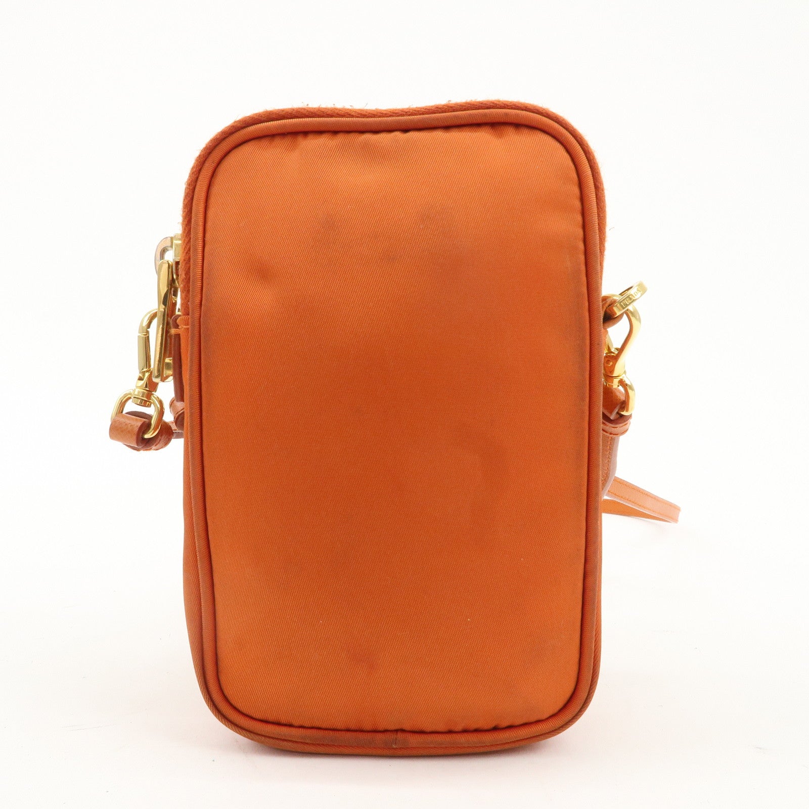 PRADA Nylon Leather Shoulder Bag Crossbody Bag Orange Used