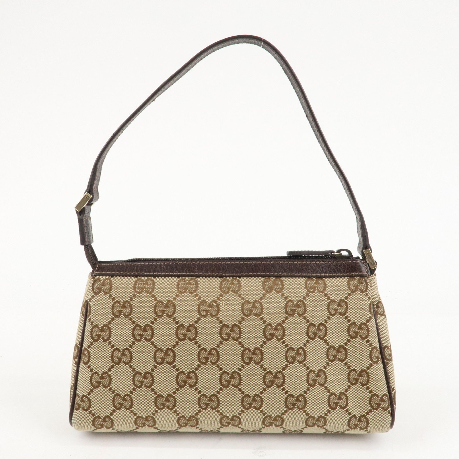 GUCCI Abbey GG Canvas Leather Shoulder Bag Beige Dark Brown 145750