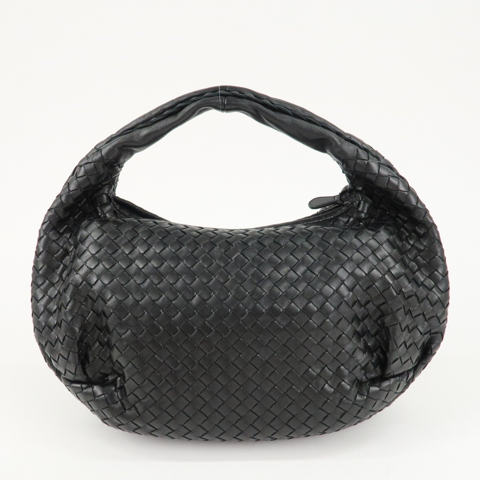 BOTTEGA VENETA Hobo Intrecciato Leather Shoulder Bag Black 232499