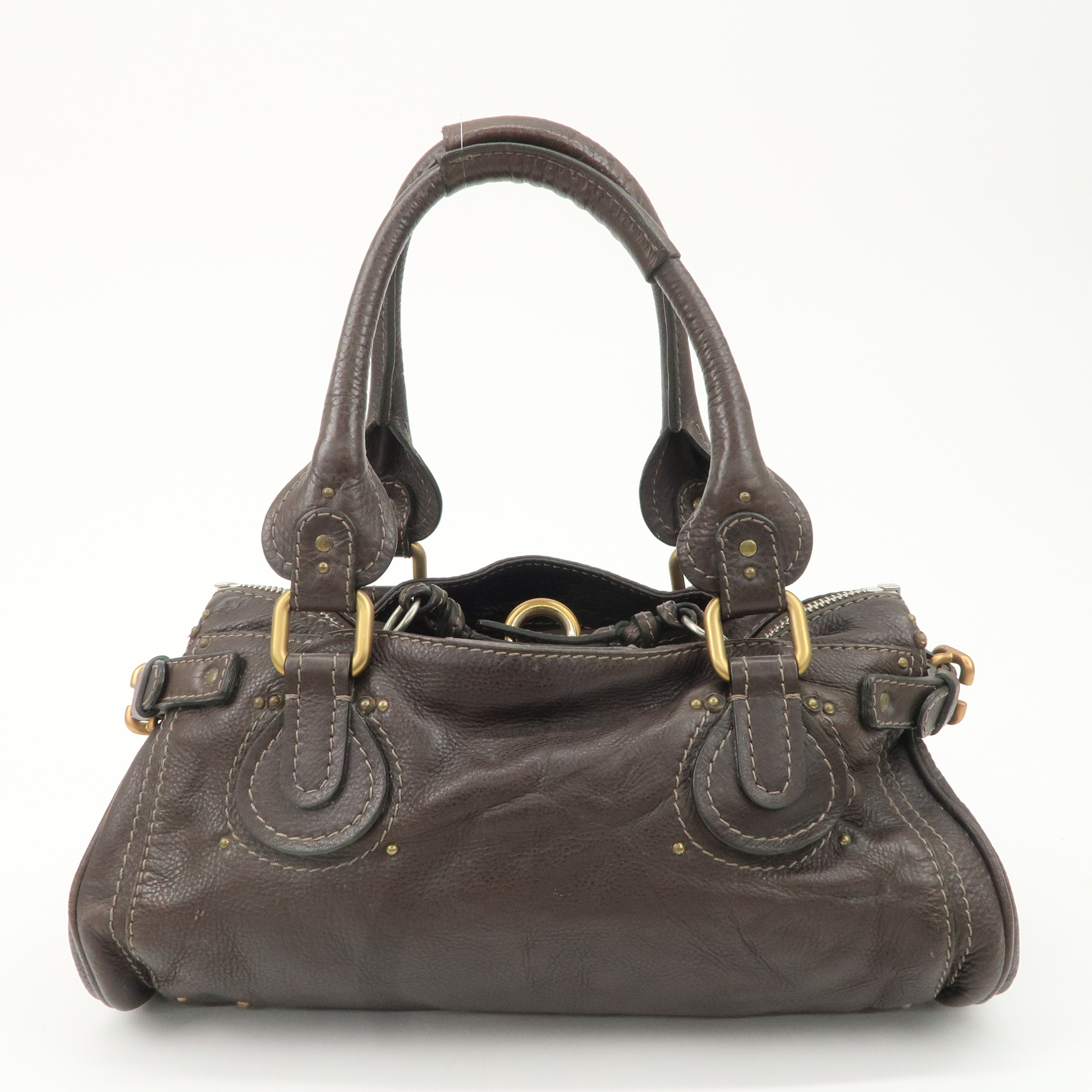 Chloe Paddington Leather Shoulder Bag Hand Bag Dark Brown