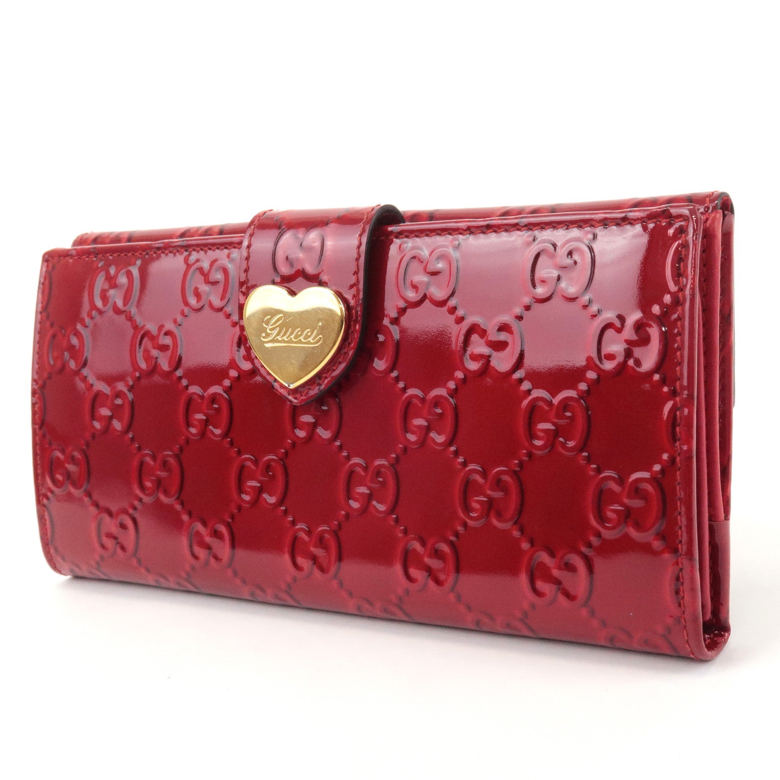 GUCCI Lovely Heart PVC Bi-fold Long Wallet Red 203550