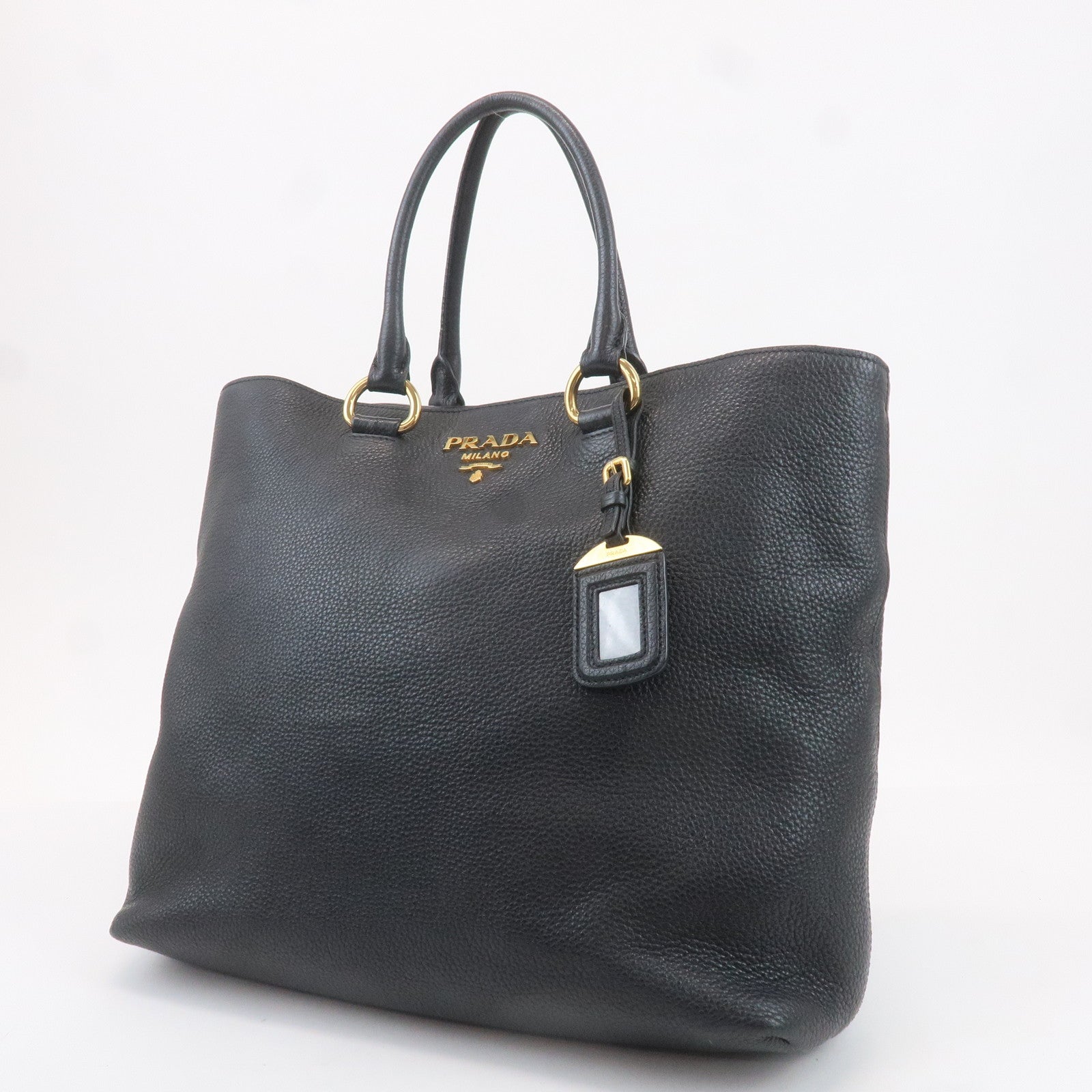 PRADA Leather 2way Bag Tote Bag Black 1BG865