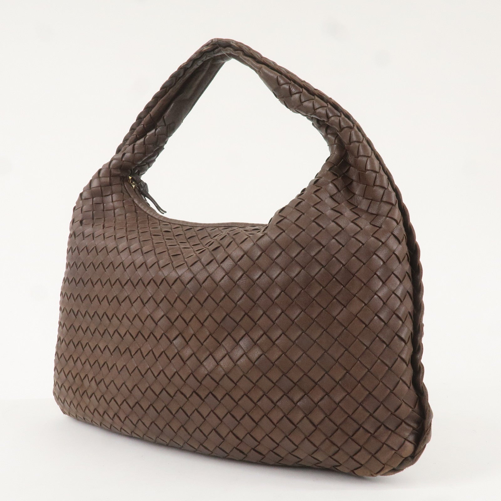 BOTTEGA VENETA Hobo Intrecciato Leather Shoulder Bag Brown 115653