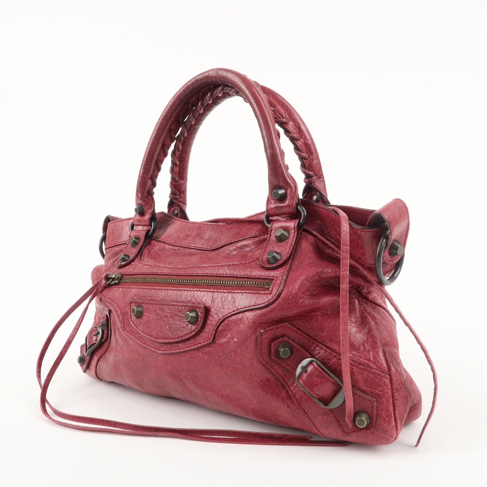 BALENCIAGA The First Leather 2Way Bag Hand Bag Bordeaux 103208