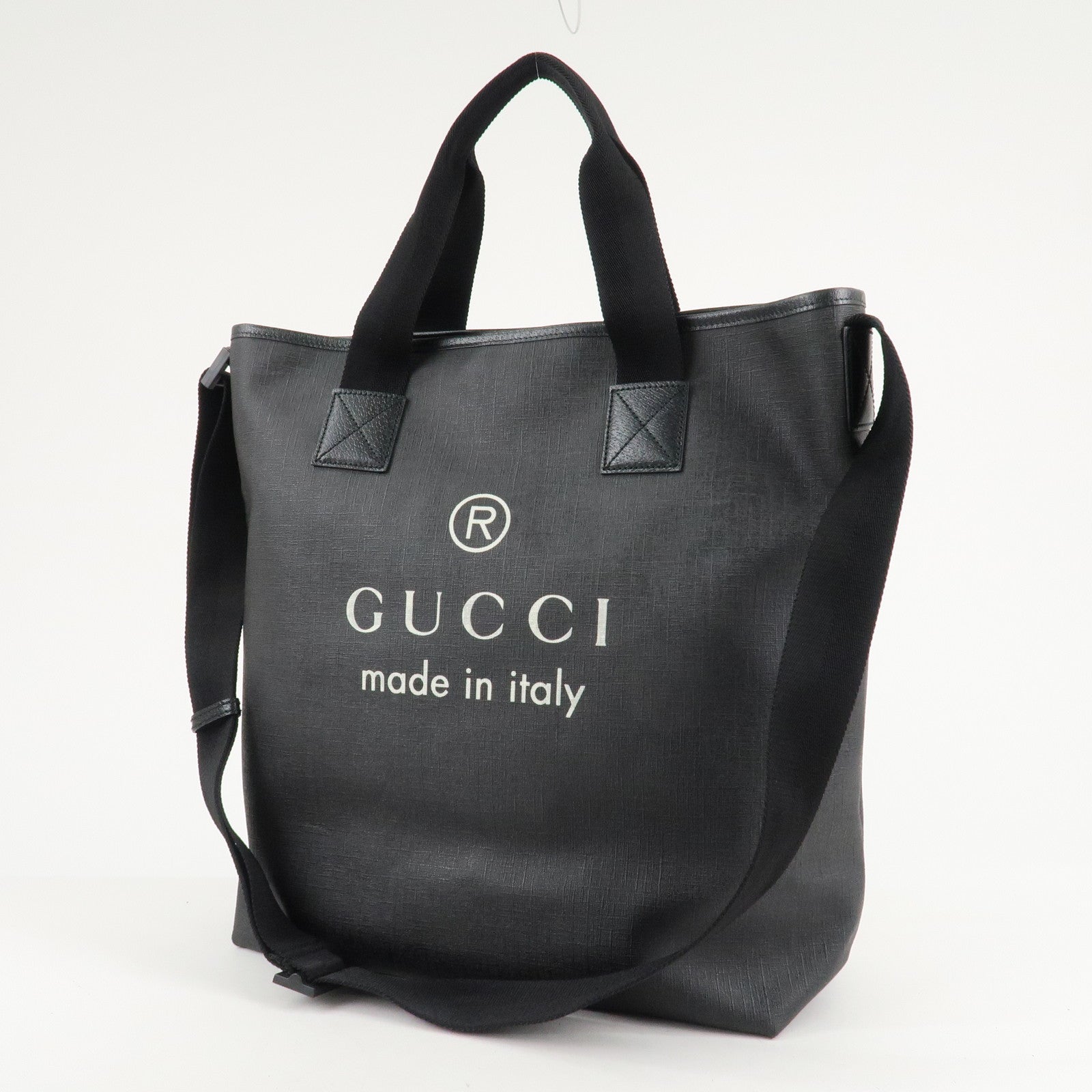 GUCCI PVC 2WAY Bag Tote Bag Shoulder Bag Black 231859