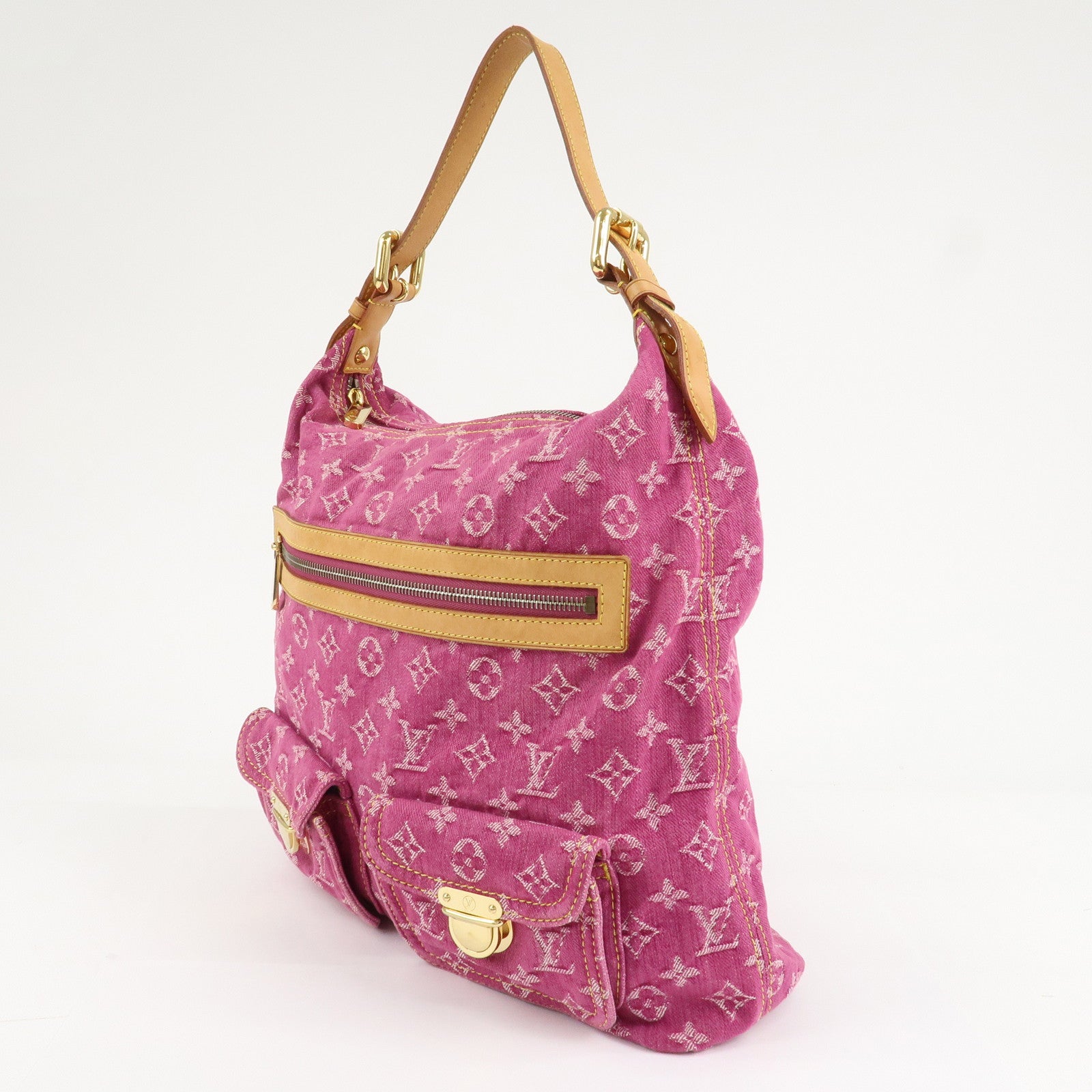 Louis Vuitton Monogram Denim Baggy GM Shoulder Bag Fuchsia M95210 Used