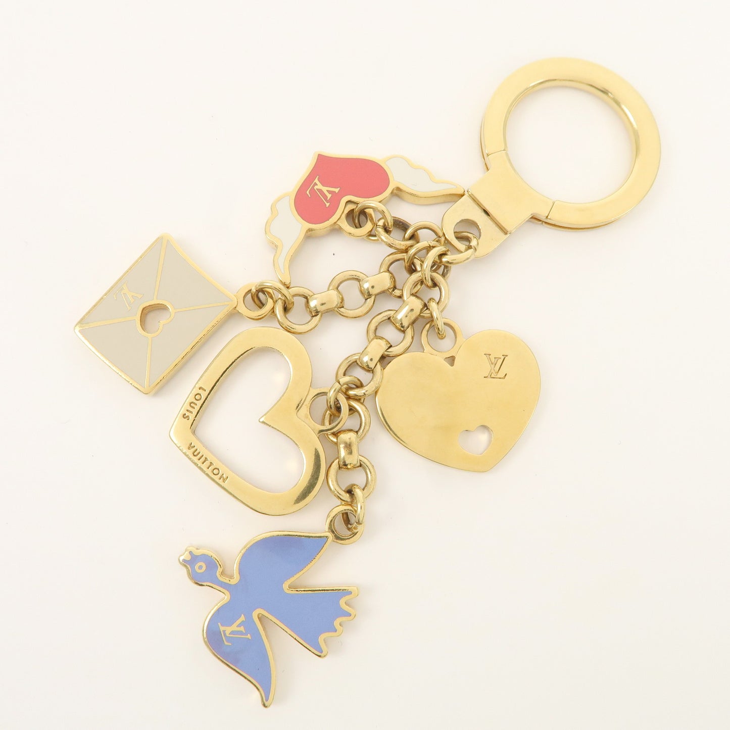 Louis Vuitton Porte Cles Message Charm Keychain Gold M66264