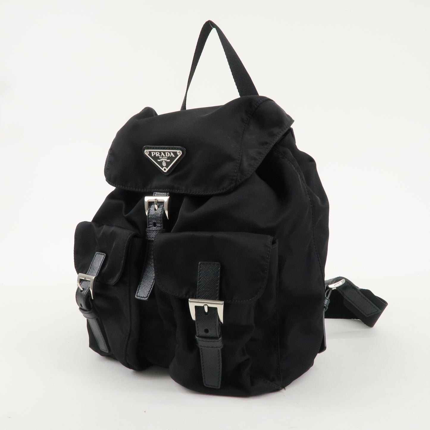 PRADA Nylon Saffiano Leather Rucksack Backpack Black