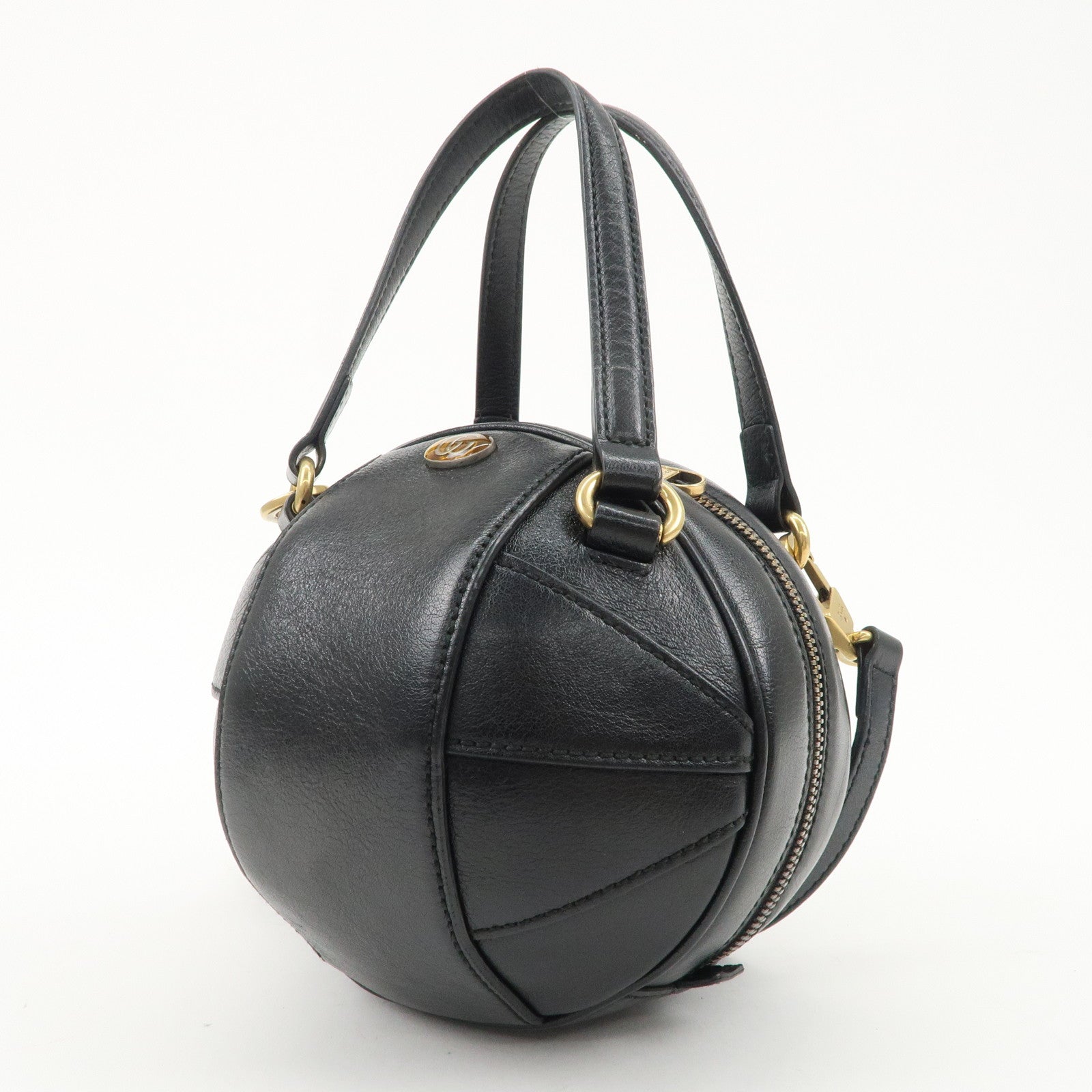 GUCCI Ophidia Leather Basketball Shape Shoulder Bag 547355