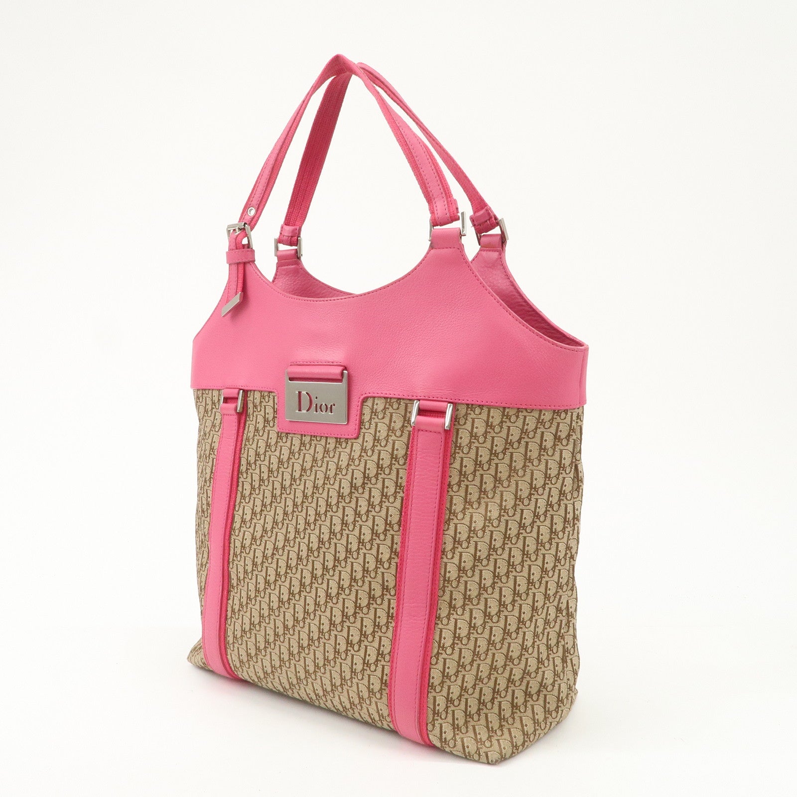 Christian Dior Street Chic Trotter Canvas Leather Tote Bag Used