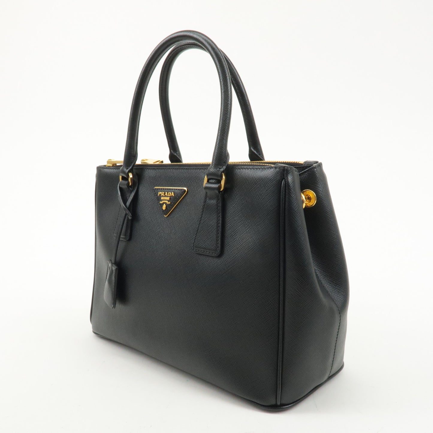 PRADA Saffiano Leather Galleria Medium 2WAY Bag Black