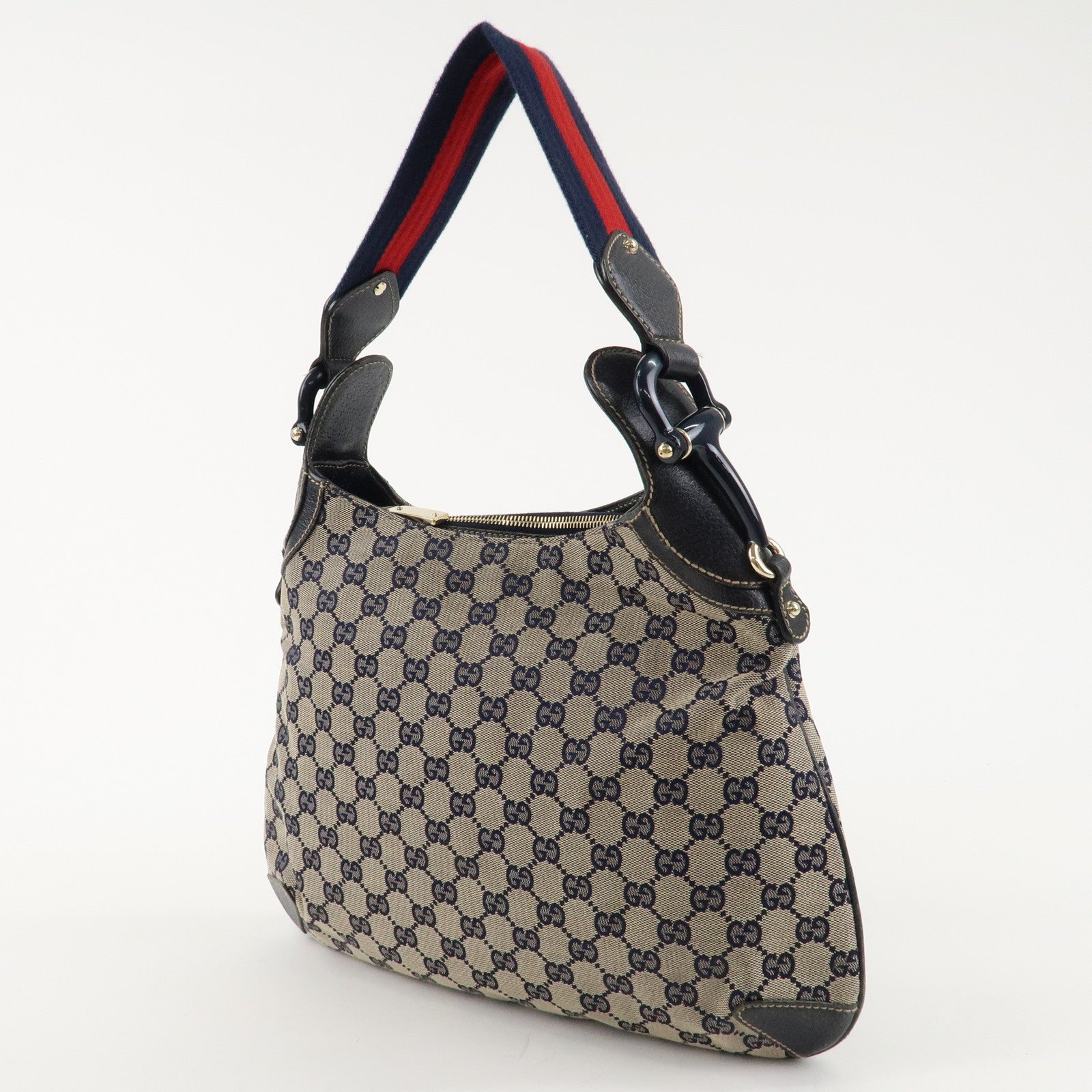 GUCCI Sherry Horsebit GG Canvas Leather One Shoulder Bag 145826