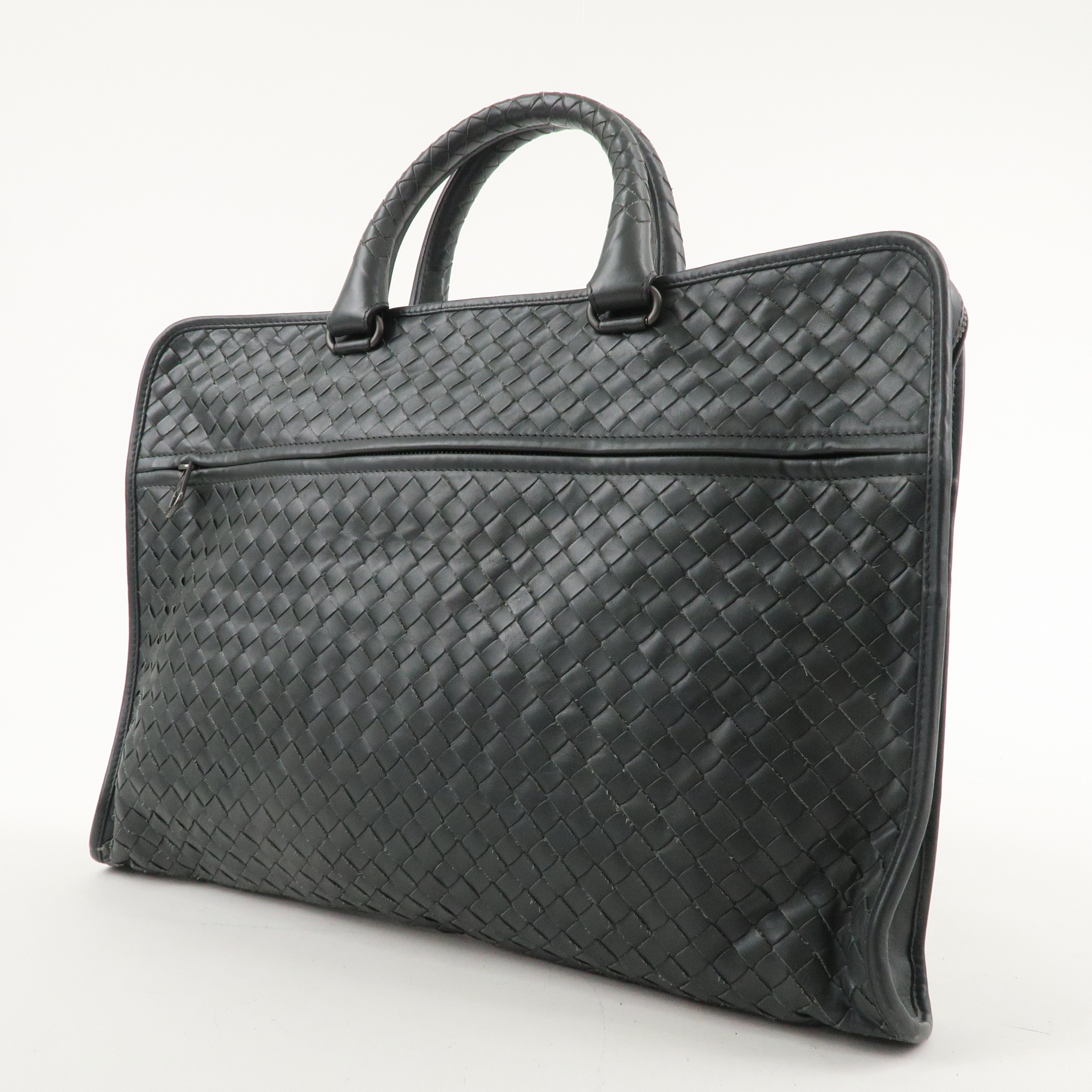 BOTTEGA VENETA Intrecciato Leather Business Bag Charcoal 516110